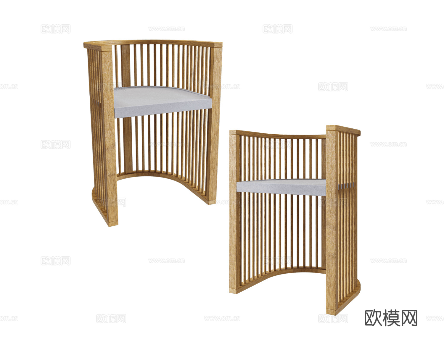 Manual mode 原木风餐椅3d模型下载（渲染图1）