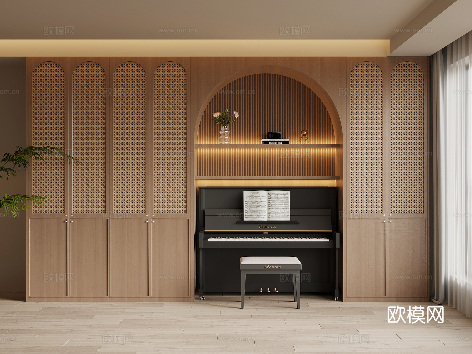 中古风书柜 钢琴su模型