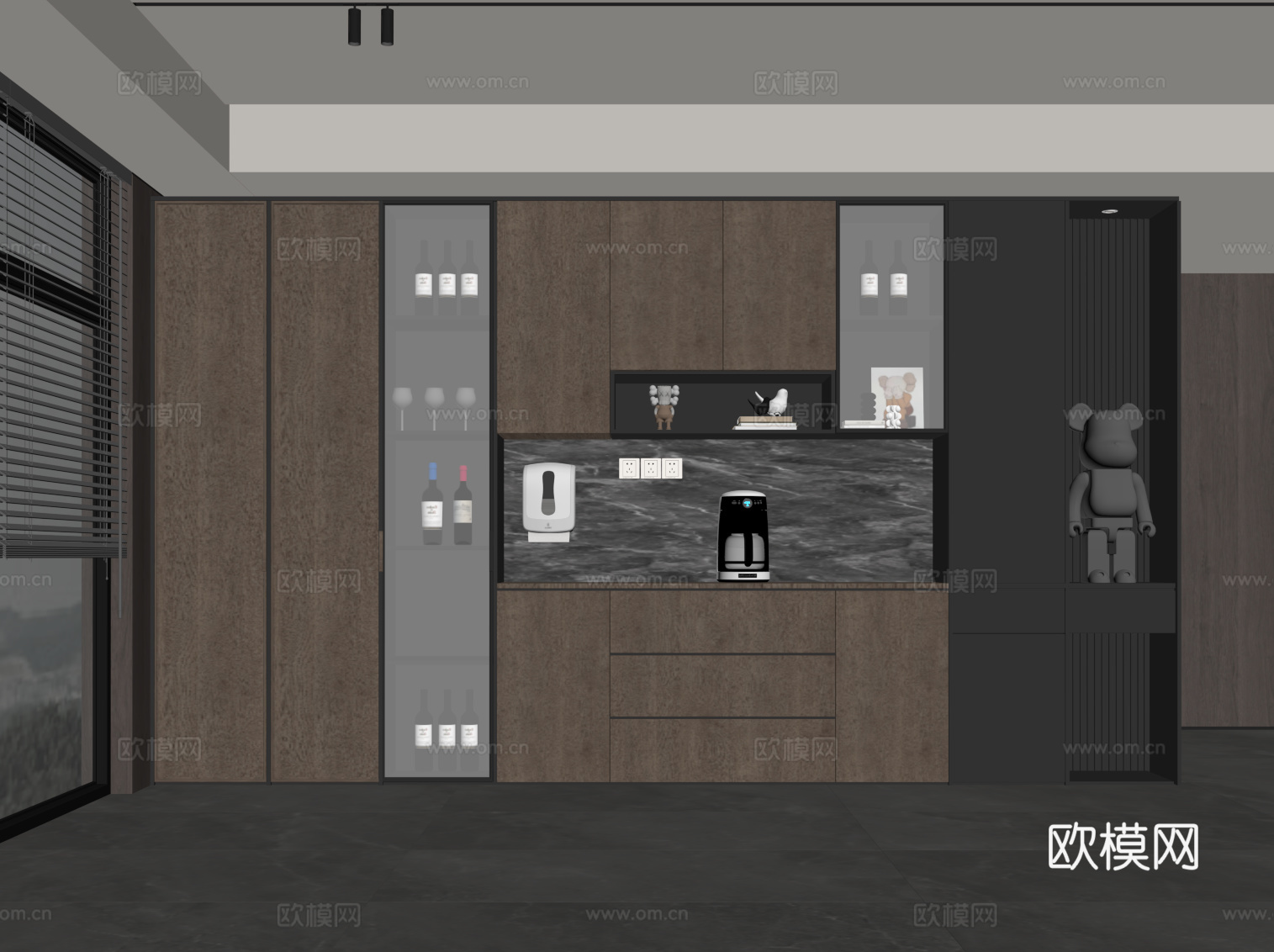 现代意式酒柜 餐边柜su模型