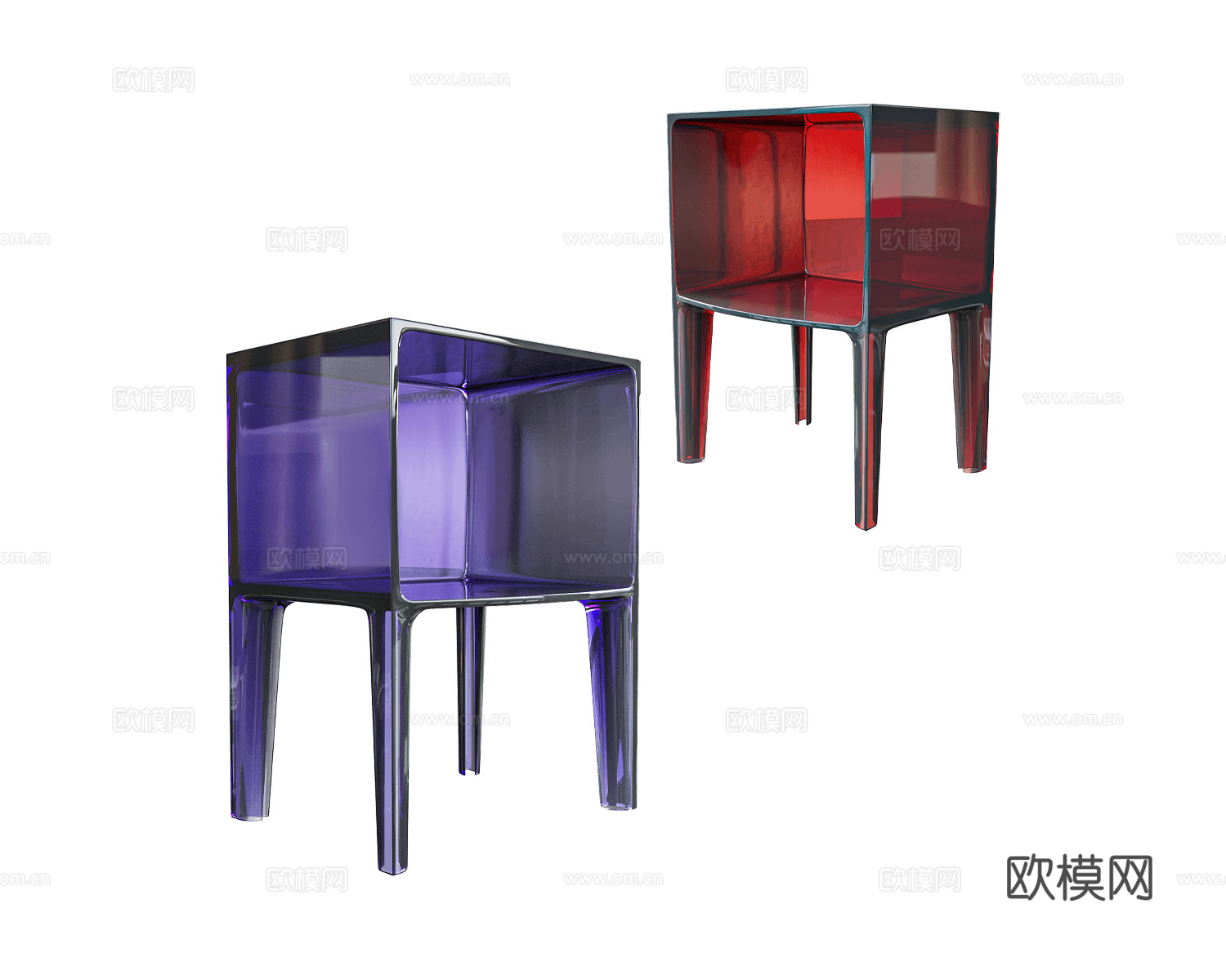 Kartell 透明床头柜3d模型下载