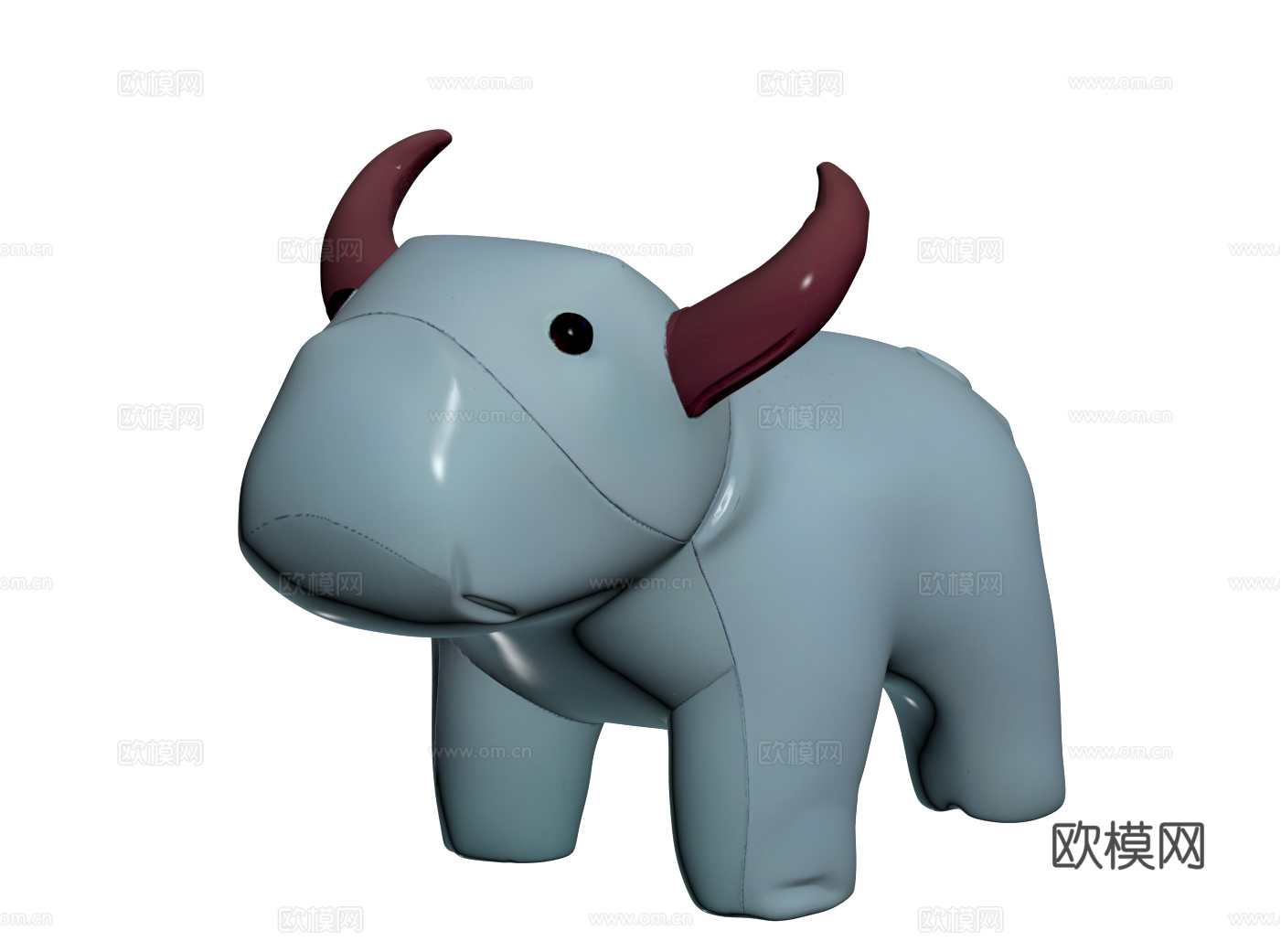 现代沙发凳 小牛凳子 毛绒玩具su模型