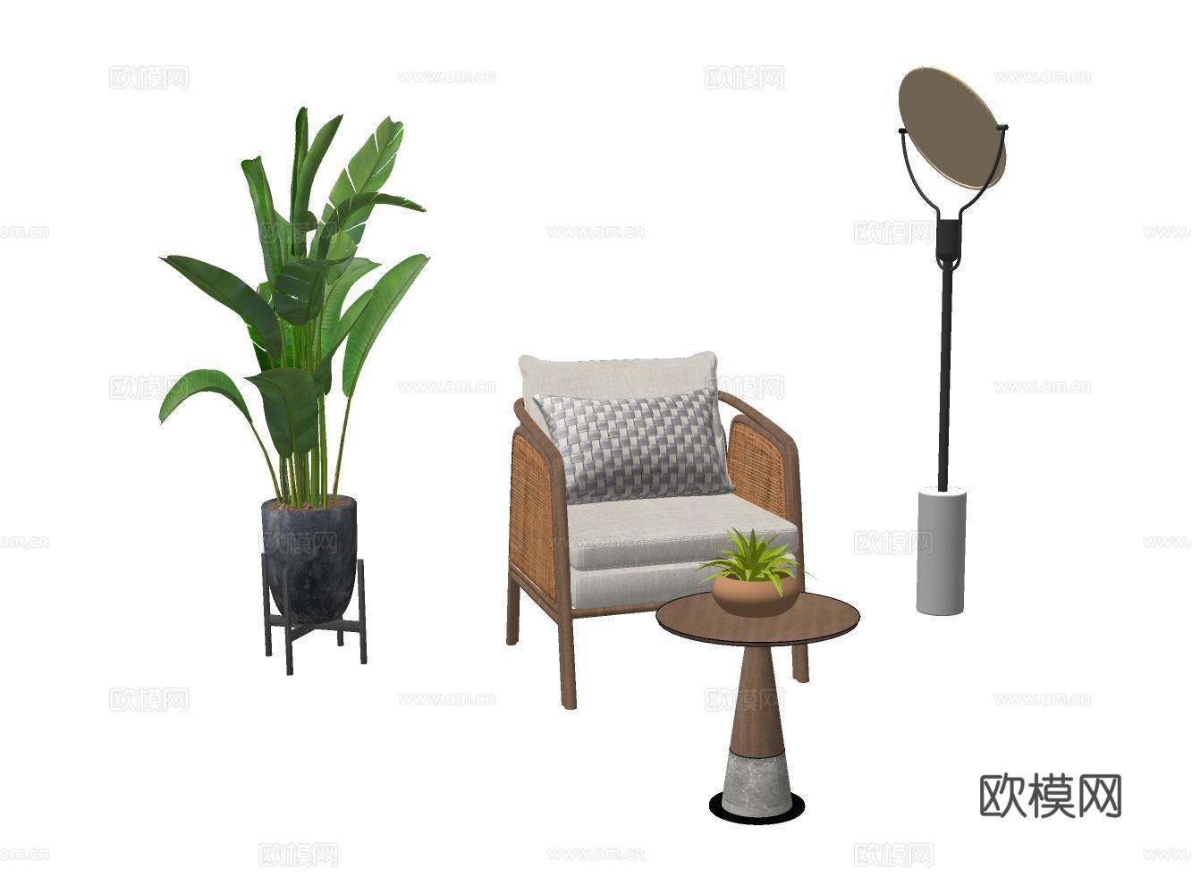 沙发茶几su模型