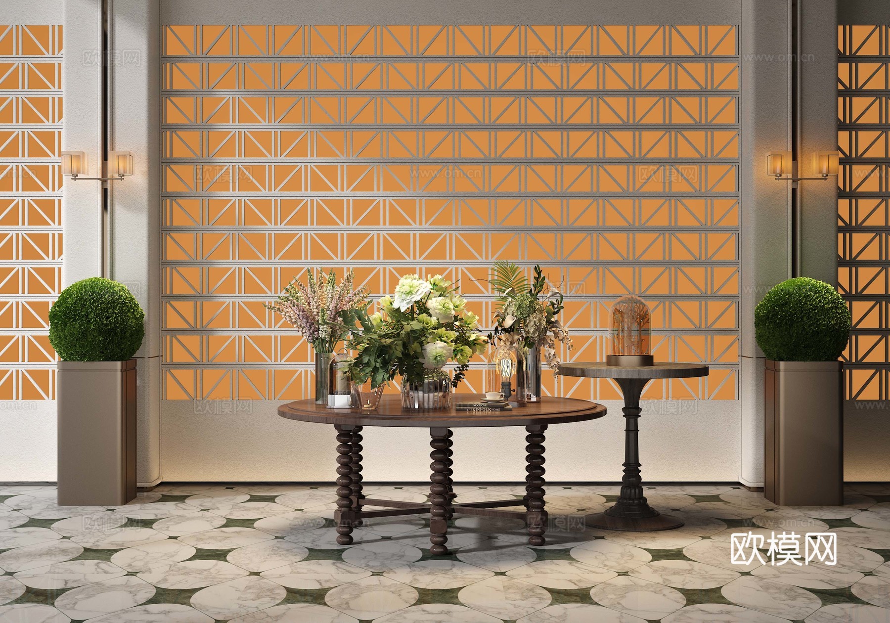 现代酒店端景台3d模型