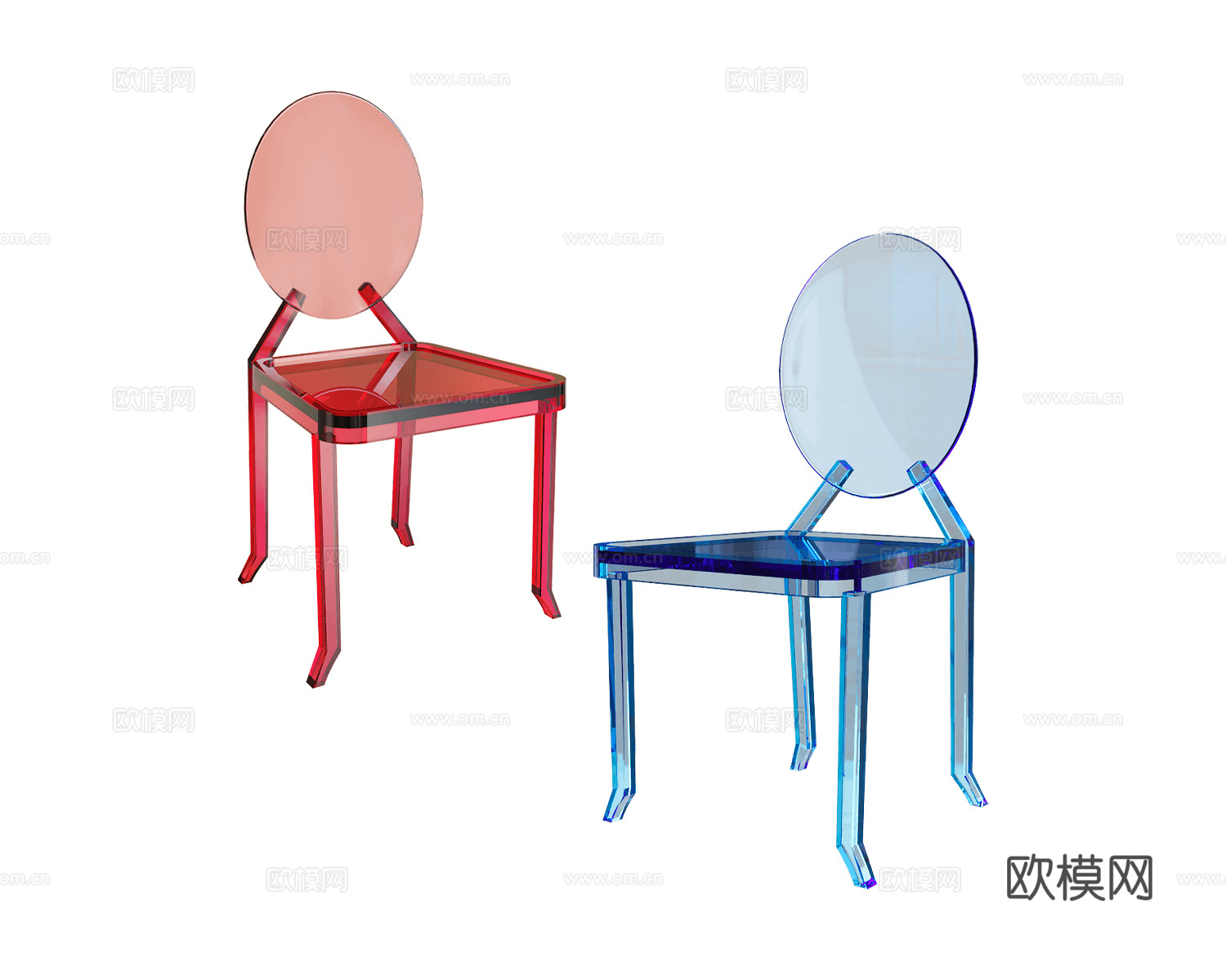 Kartell 透明餐椅 椅子3d模型下载