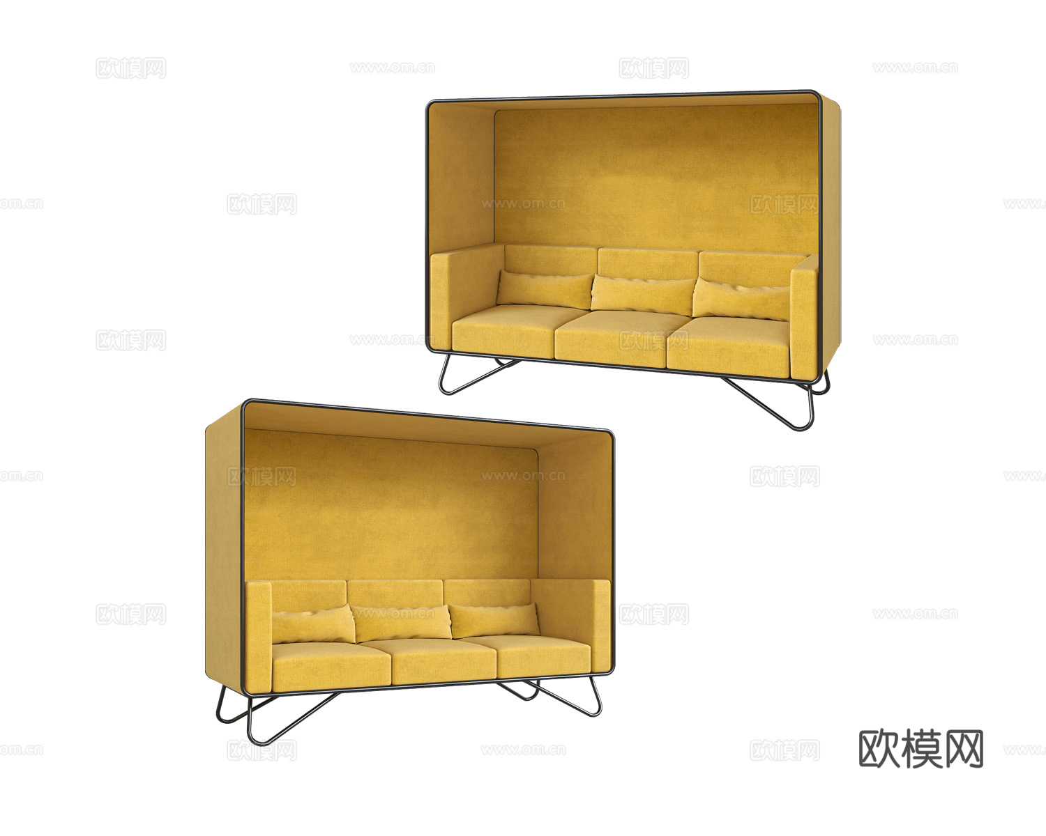 Artu 三人沙发3d模型下载