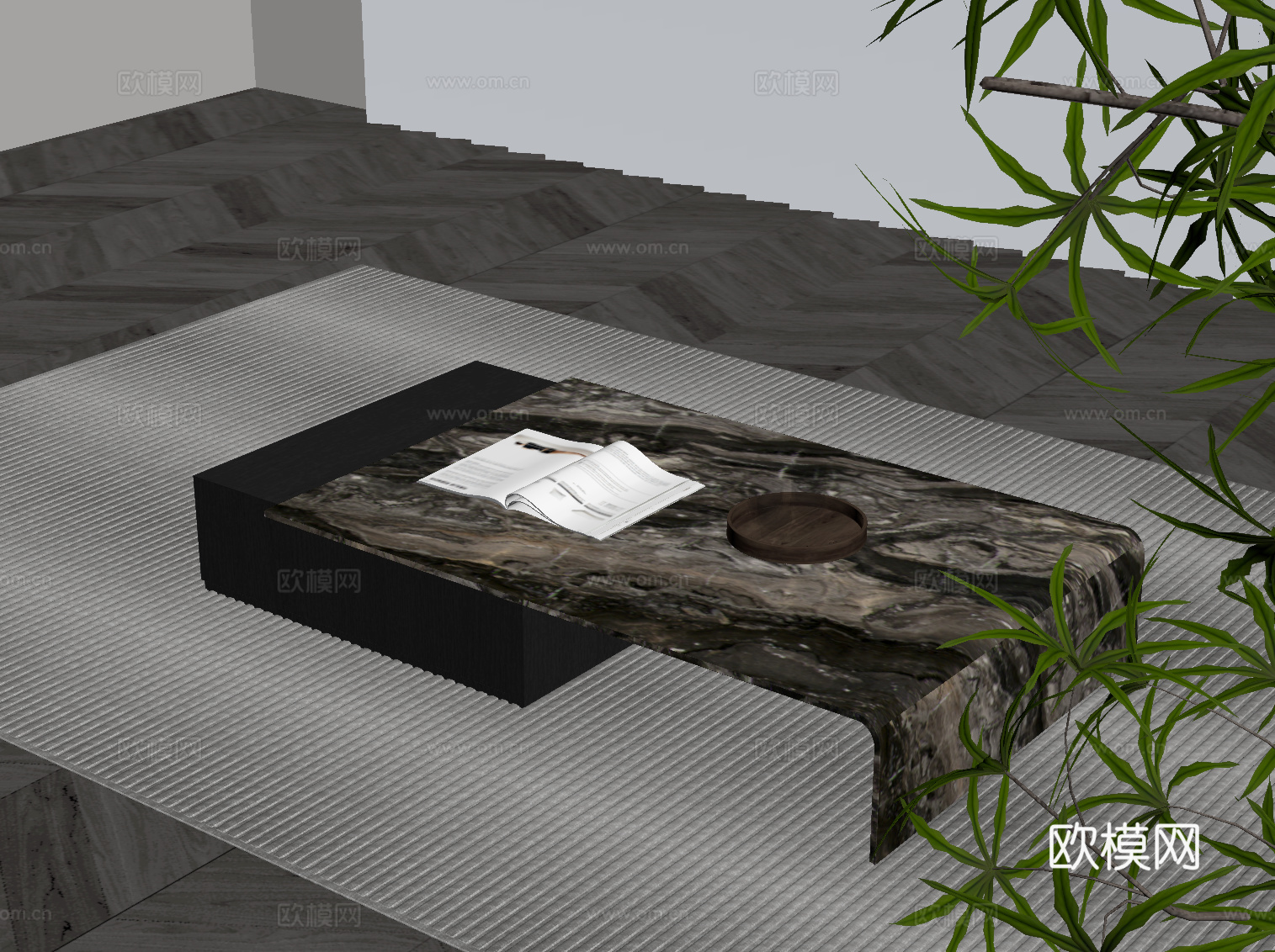 现代意式茶几 意式极简茶几su模型