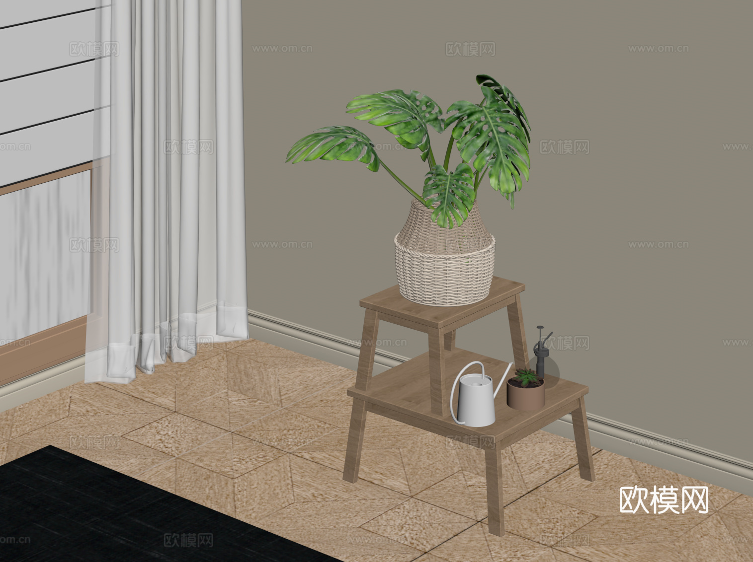 现代绿植 盆栽 植物su模型下载（渲染图2）