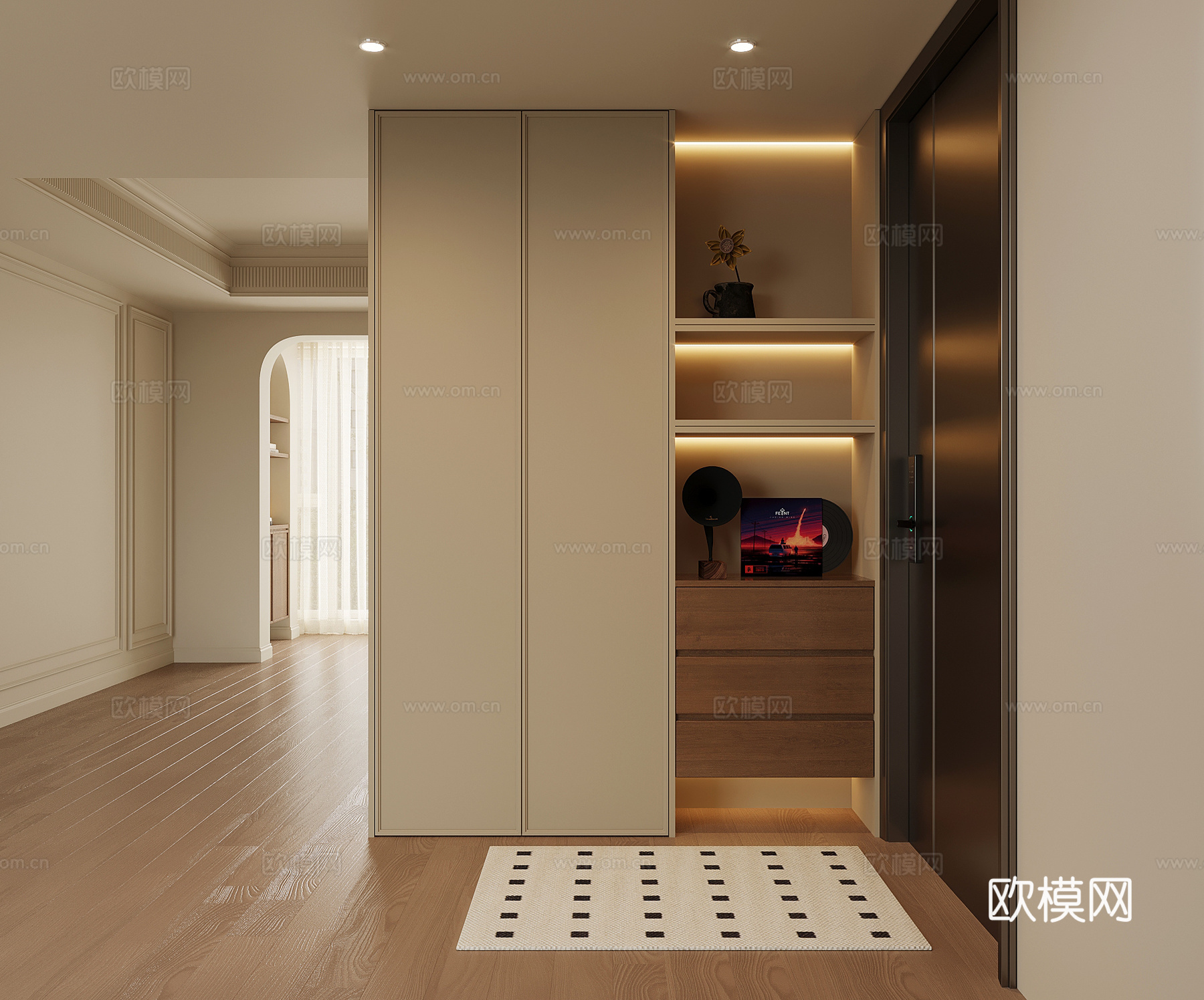 中古风鞋柜 入户鞋柜su模型