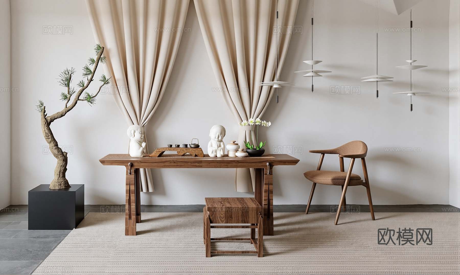 新中式茶室su模型