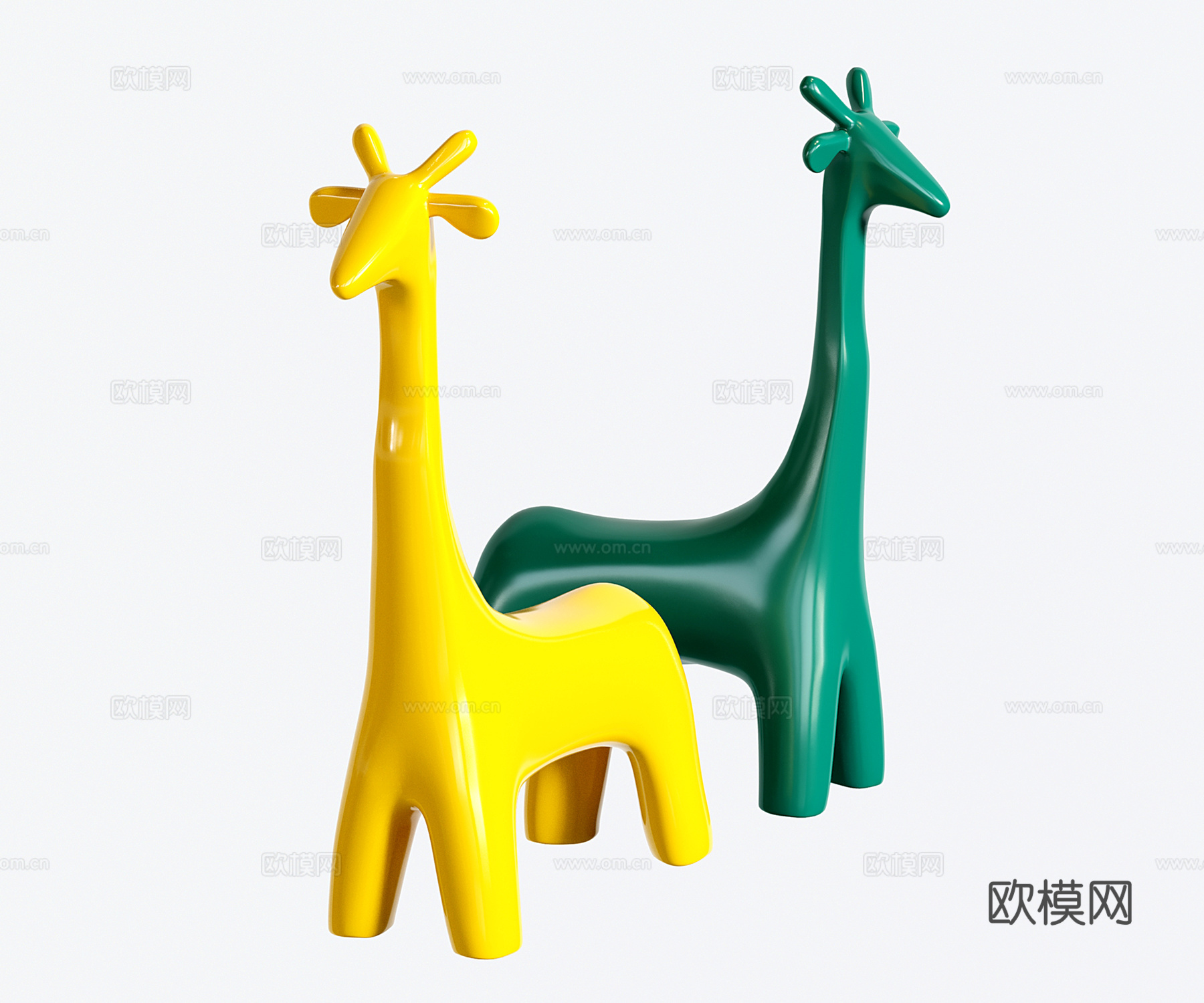 现代儿童凳子 长颈鹿矮凳 动物坐凳su模型