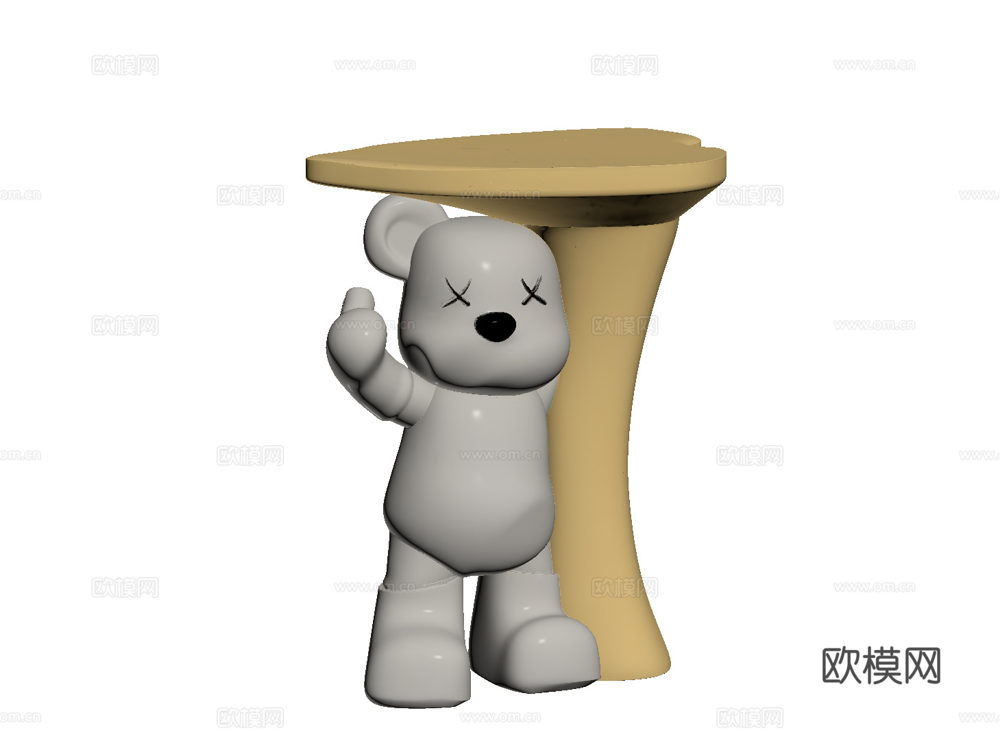奶油风边几 小熊边几 小茶几 雕塑摆件su模型