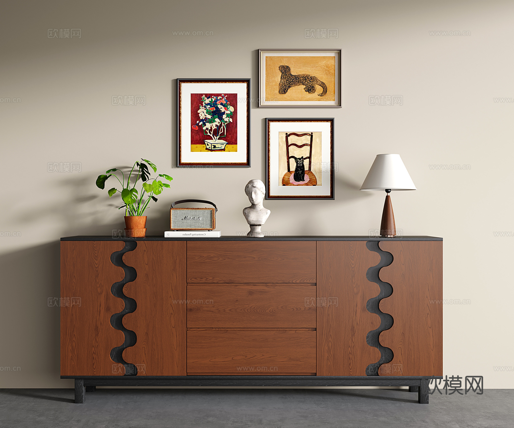 法式复古玄关柜 餐边柜 储物柜su模型