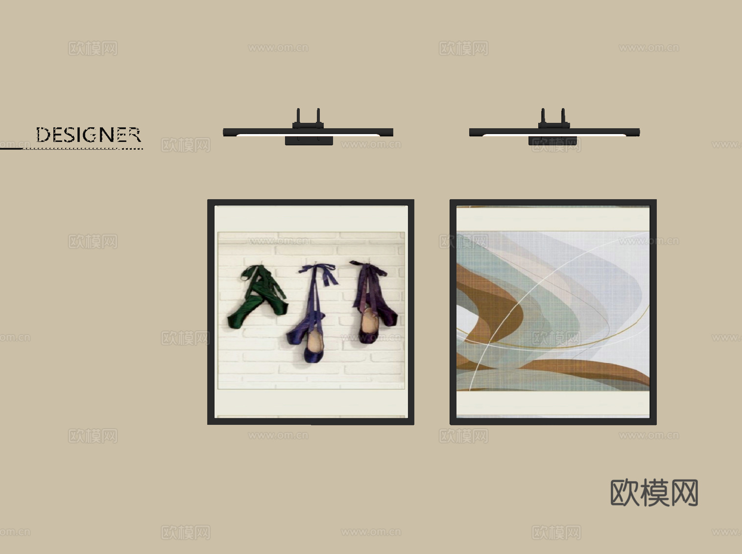 现代挂画 客厅装饰画su模型