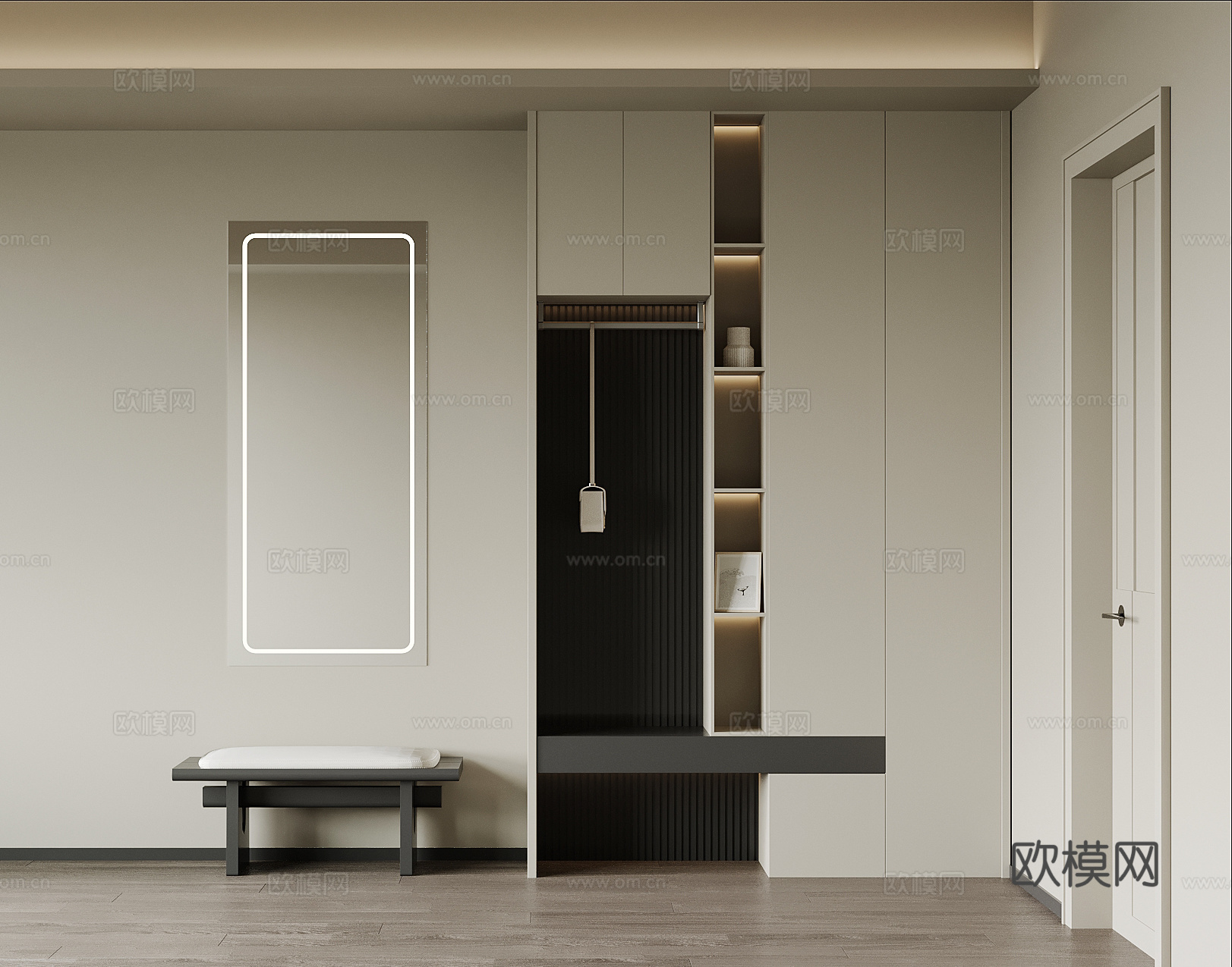 现代鞋柜 入户玄关柜su模型