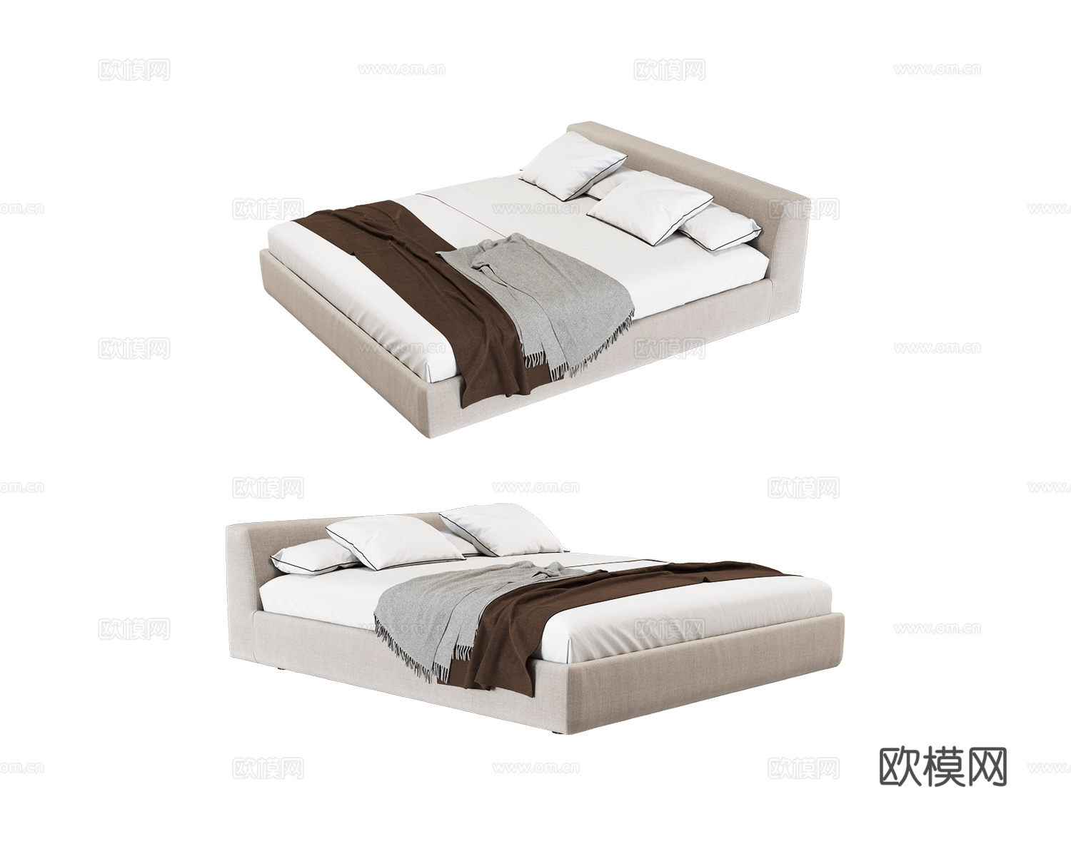 Ossen 双人床3d模型下载