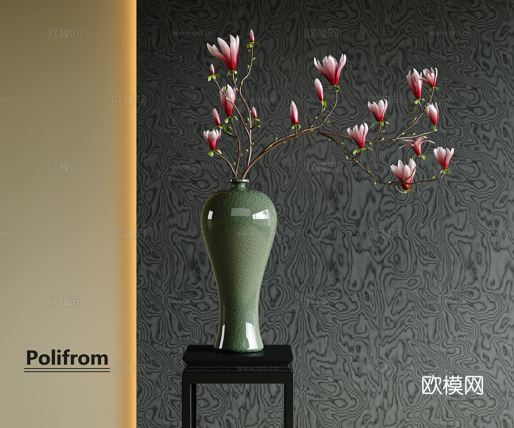 新中式花瓶花艺su模型