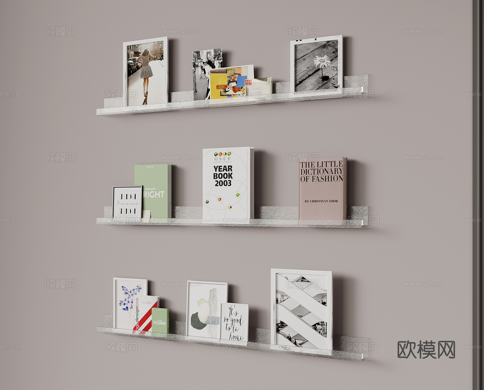 现代书架 玻璃书架su模型