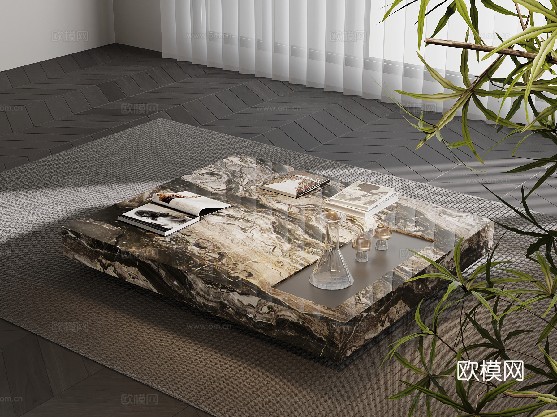 现代意式茶几 意式极简茶几su模型