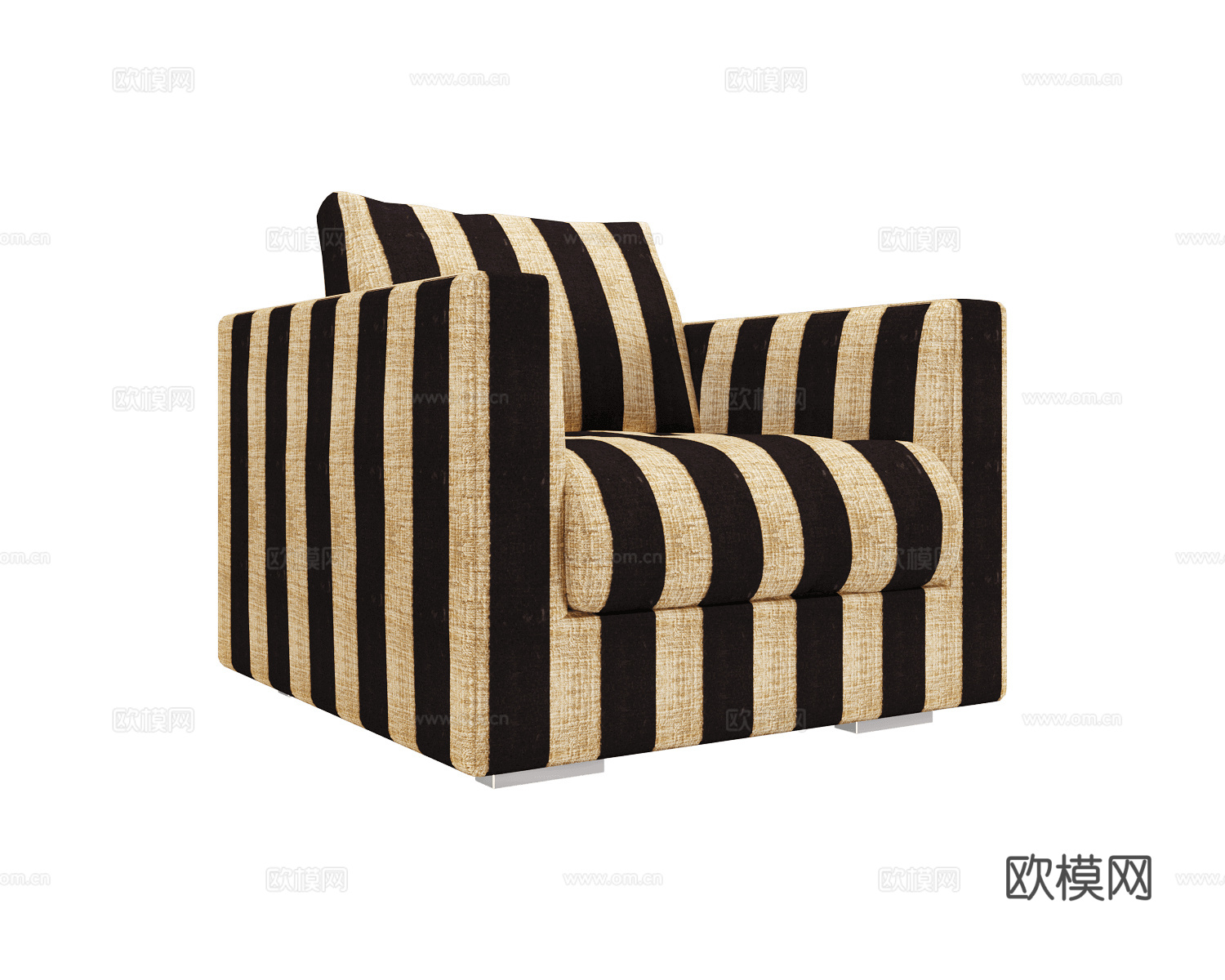 Furman 条纹单人沙发3d模型下载（渲染图1）