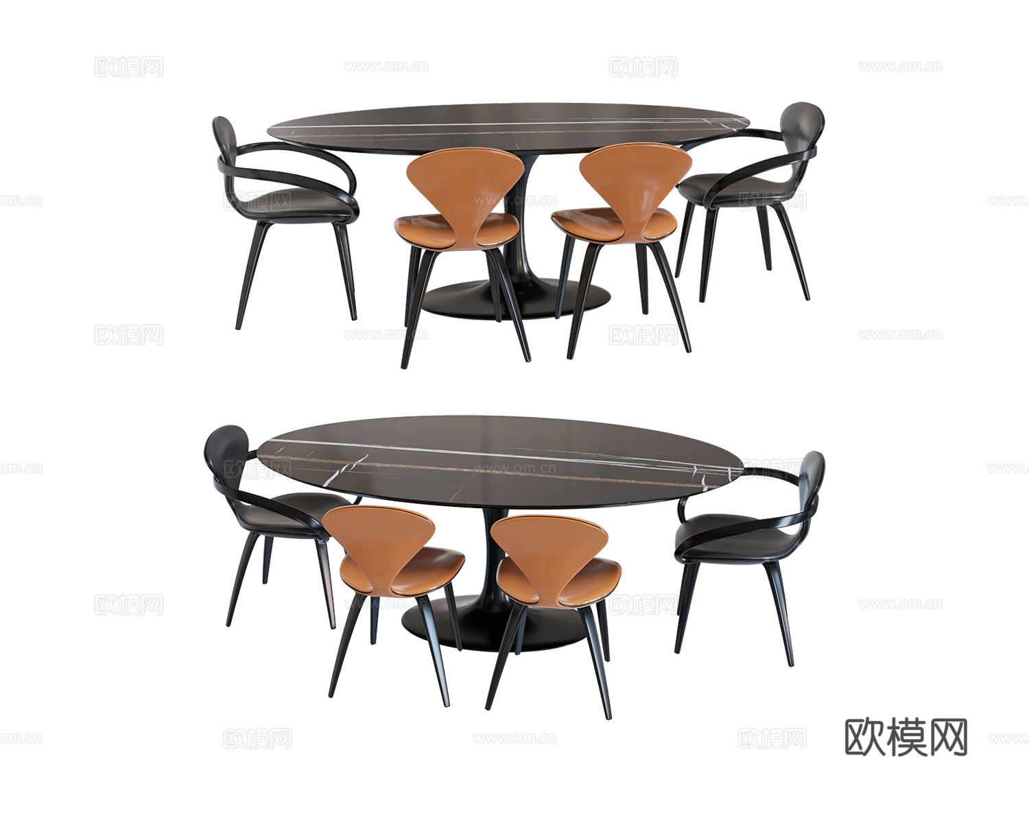 Actual design 意式餐桌椅3d模型下载（渲染图1）