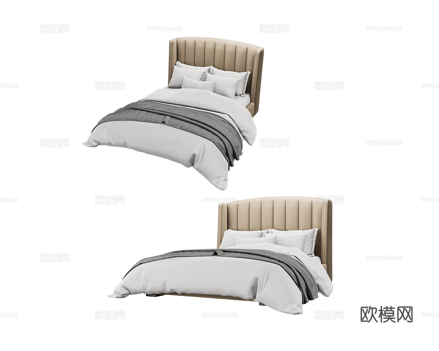 Full House 美式双人床3d模型下载