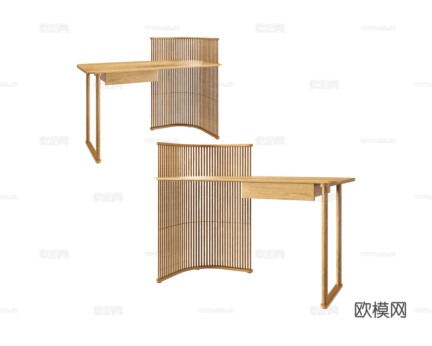 Manual mode 原木风书桌3d模型下载