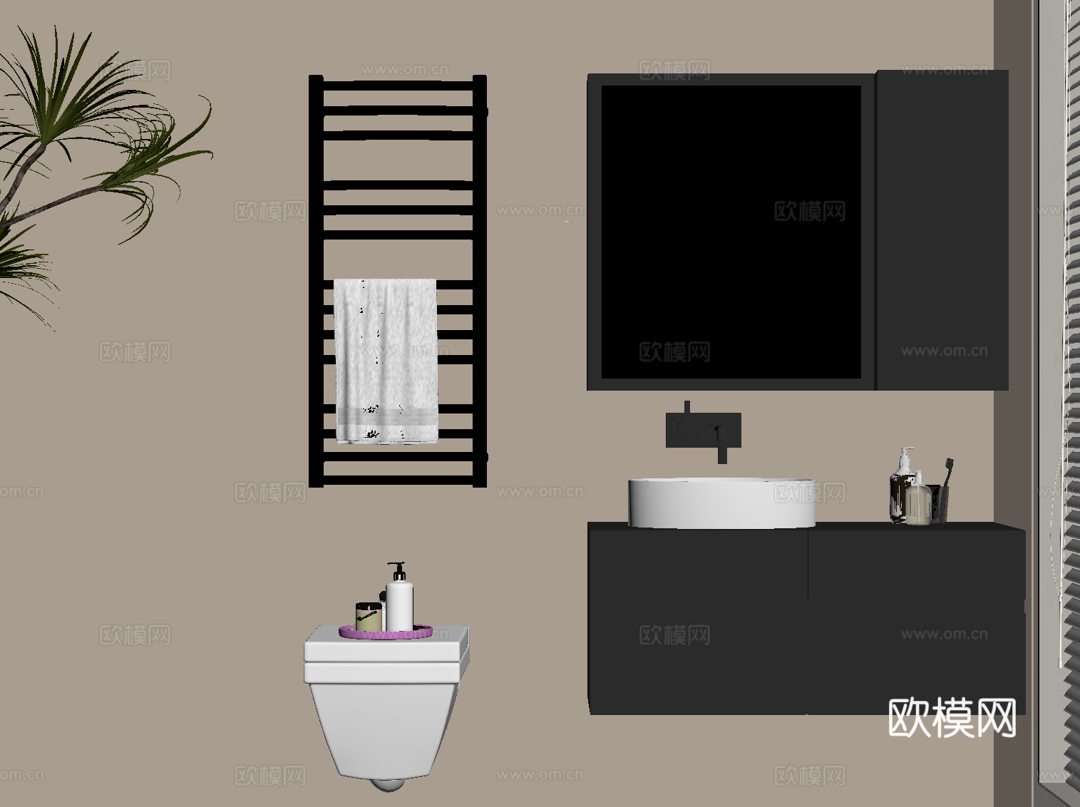 现代浴室柜 卫浴用品su模型