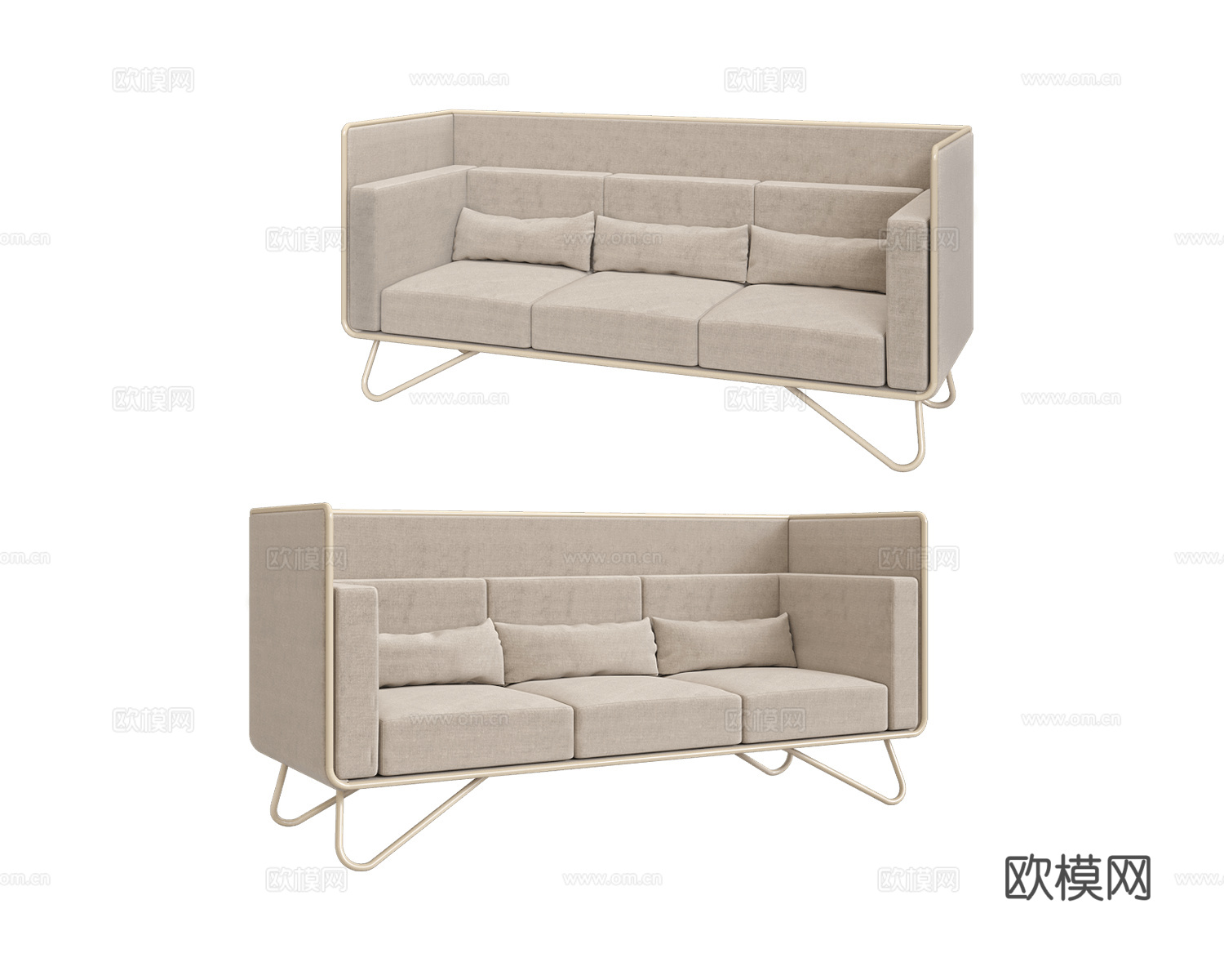 Artu 三人沙发3d模型下载