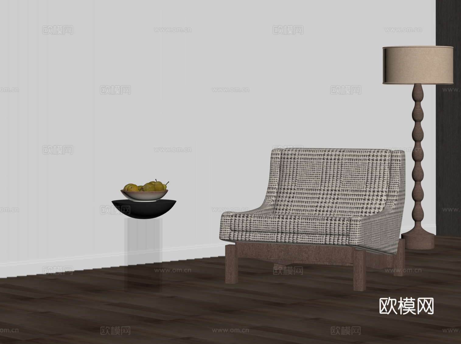 现代中古风休闲椅 沙发椅su模型