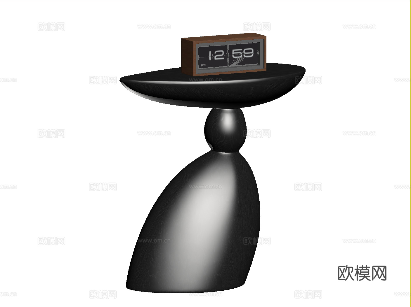 侘寂中古风边几 实木小茶几su模型