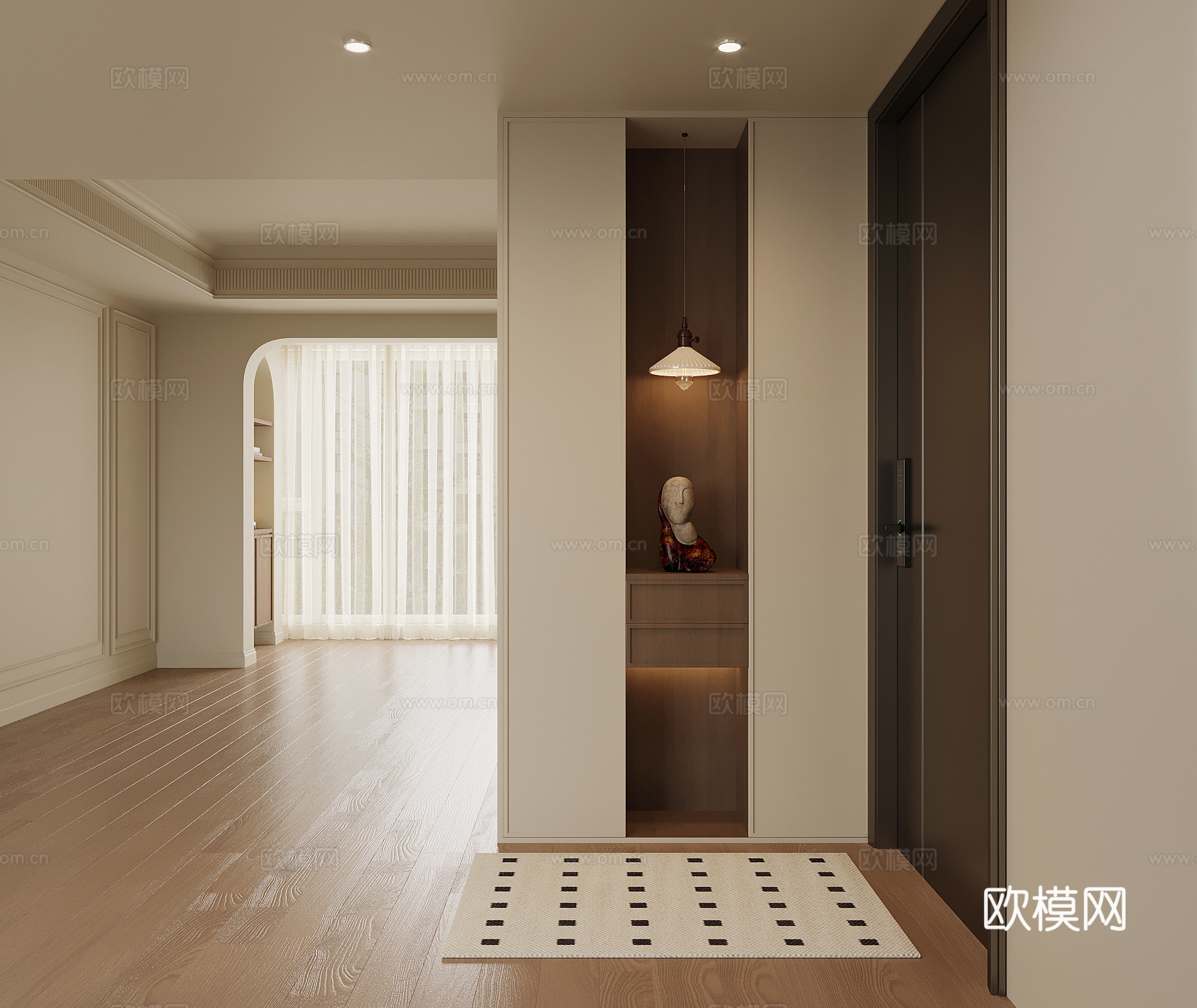 中古风鞋柜 入户鞋柜su模型