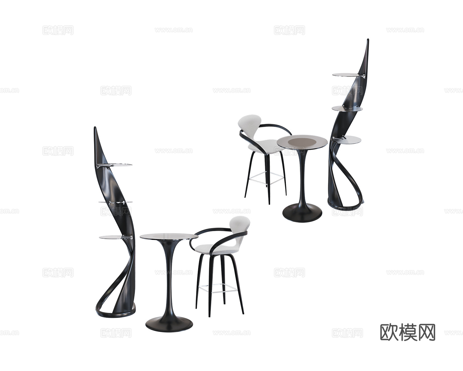 Actual design 意式休闲椅套装3d模型下载（渲染图1）