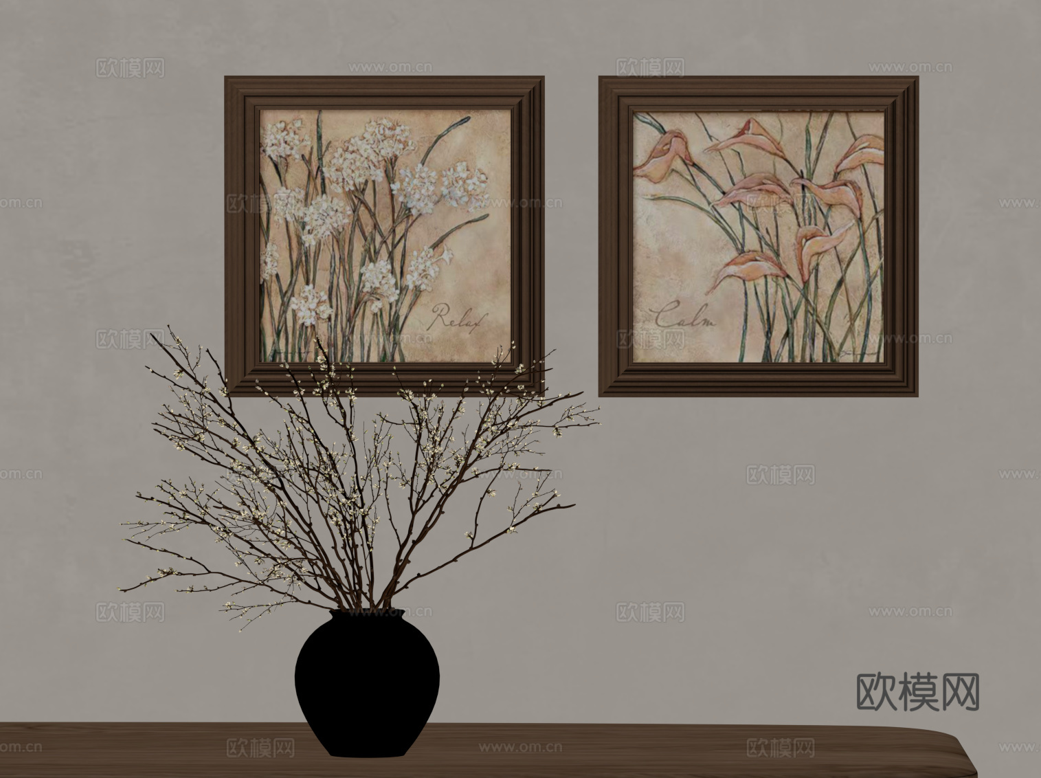 中古风挂画 装饰画su模型