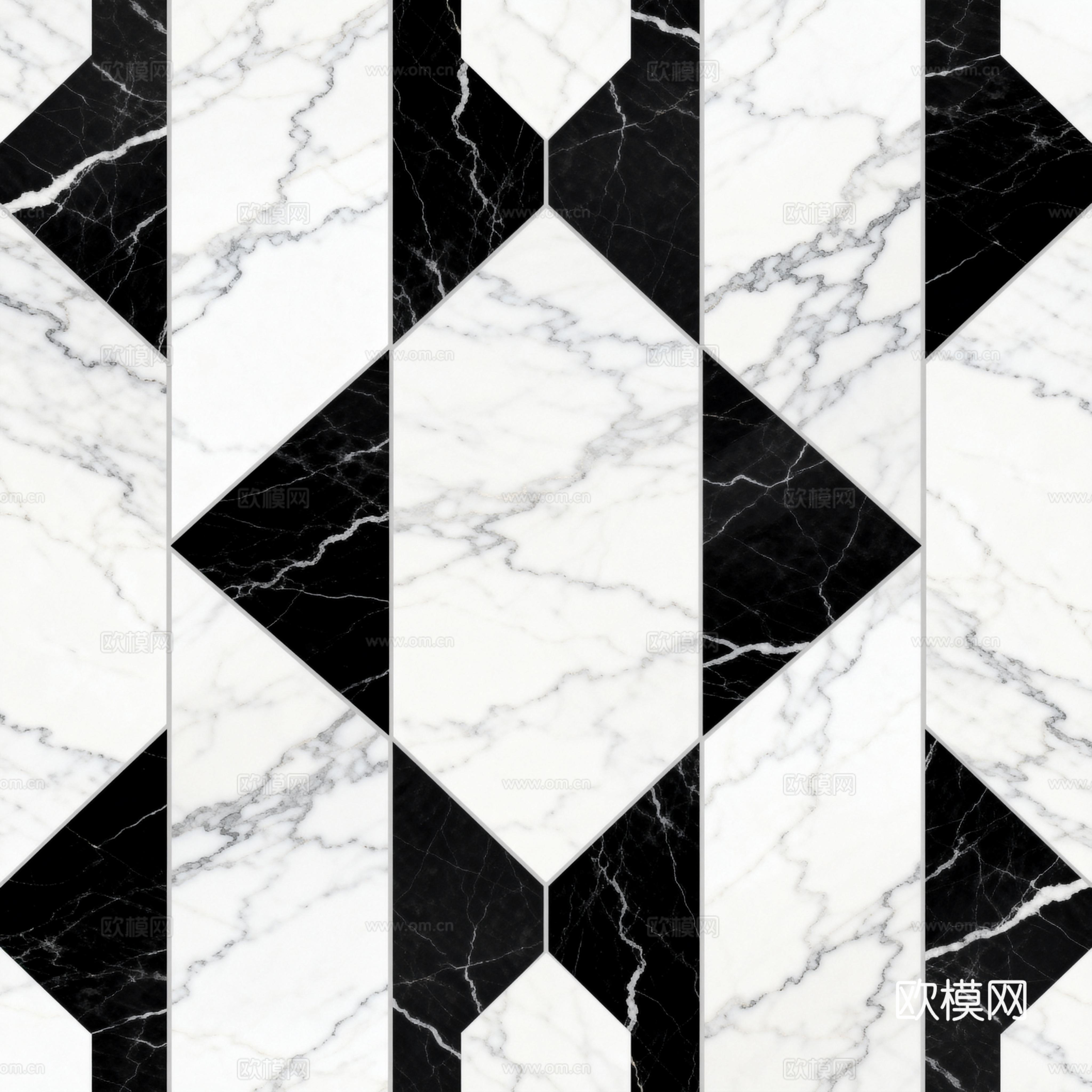 花砖 黑白石材拼花 几何图案水刀石材拼花地砖 石材马赛克