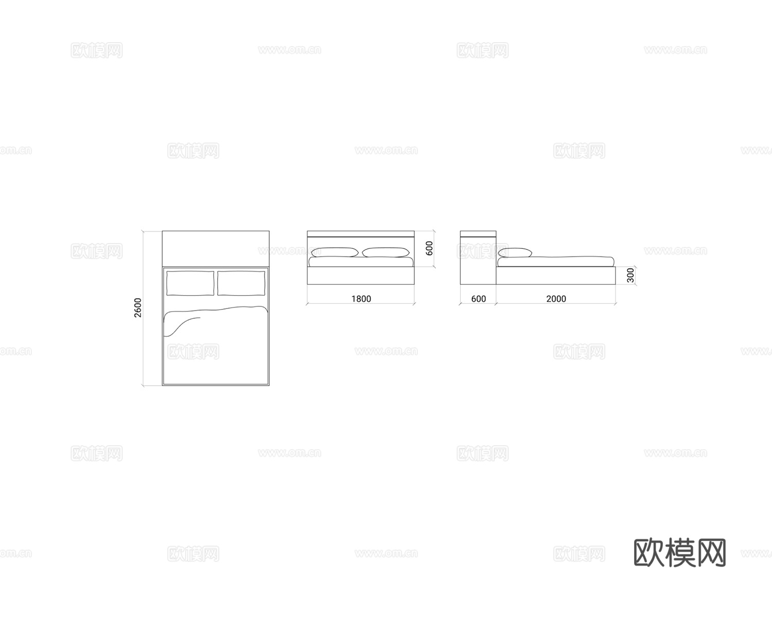 Furniture 双人床3d模型下载（渲染图1）