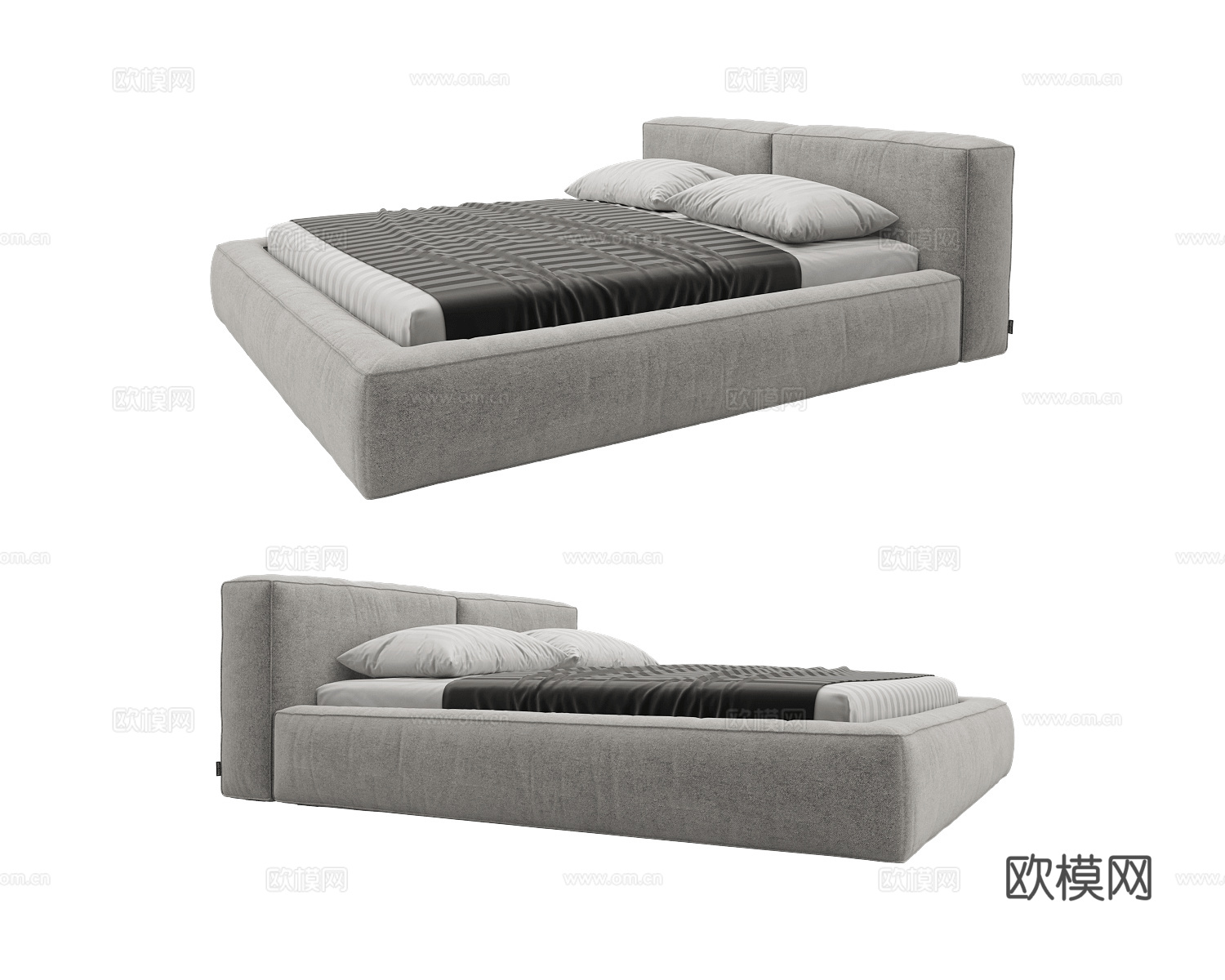 Boca Room 双人床3d模型下载（渲染图1）