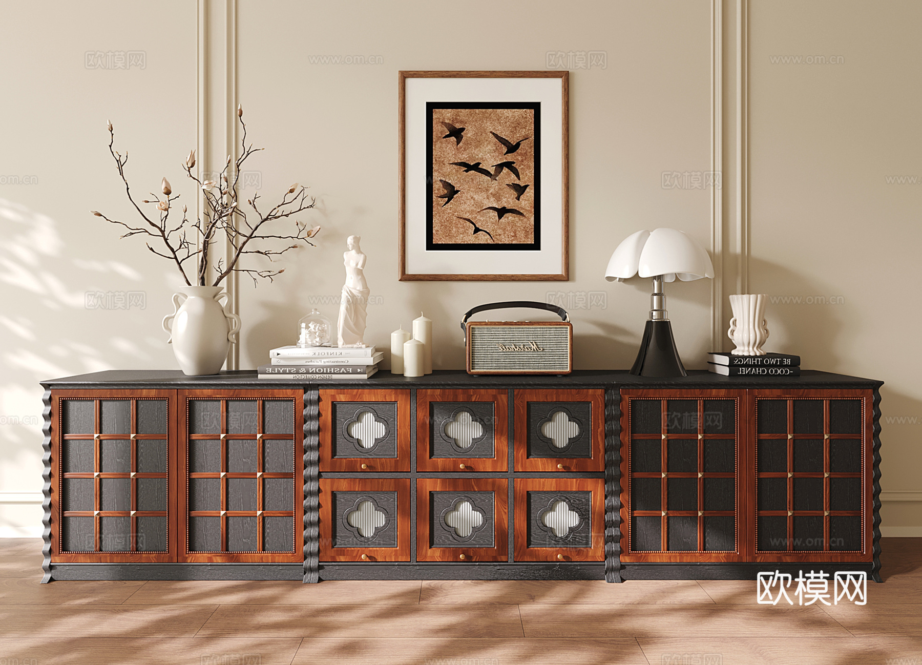 复古模块电视柜 储物柜 法式置物柜 收纳柜 装饰柜su模型