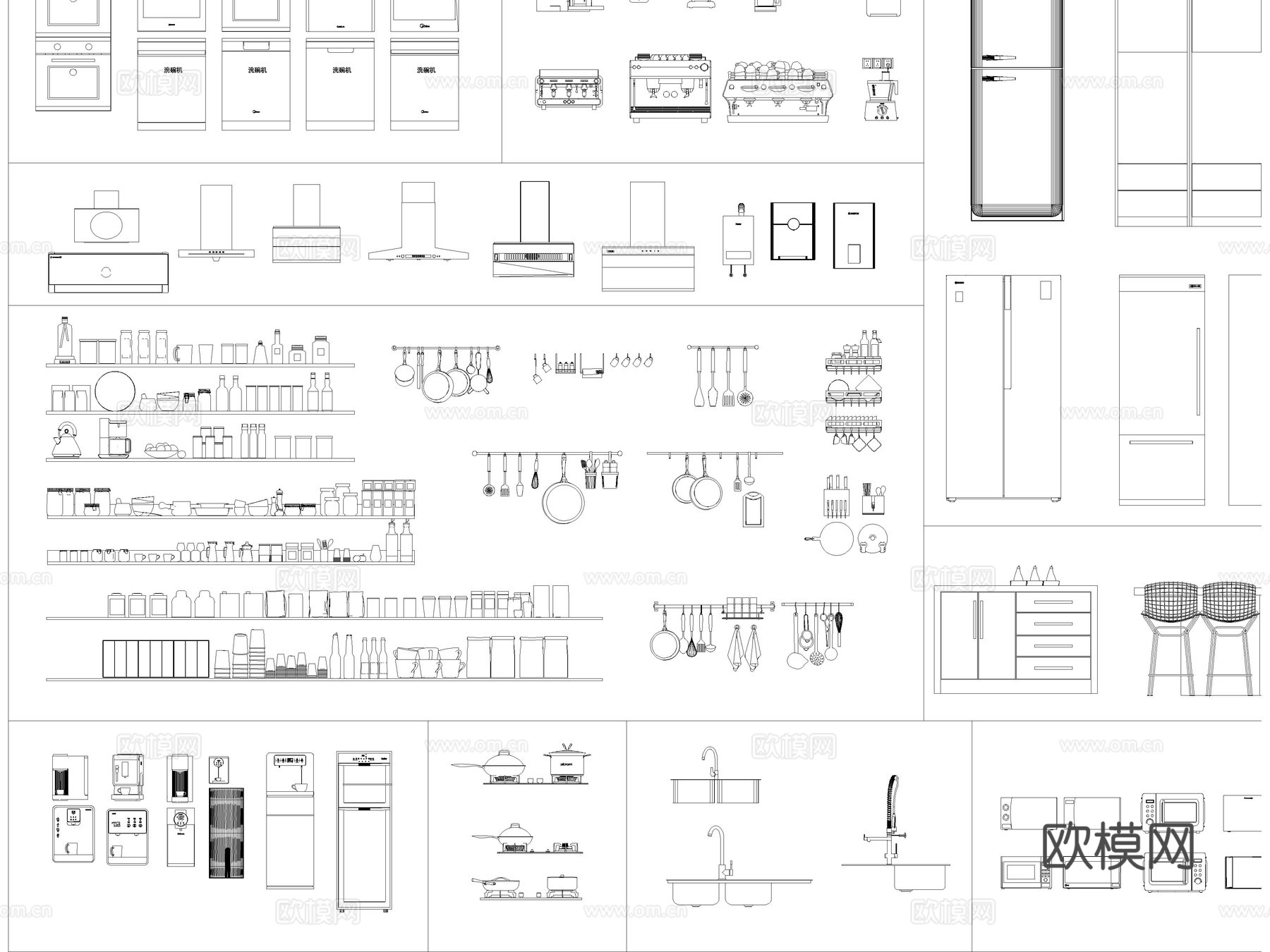 2026年最新厨具CAD图库CAD烤箱CAD电饭煲CAD冰箱cad施工图