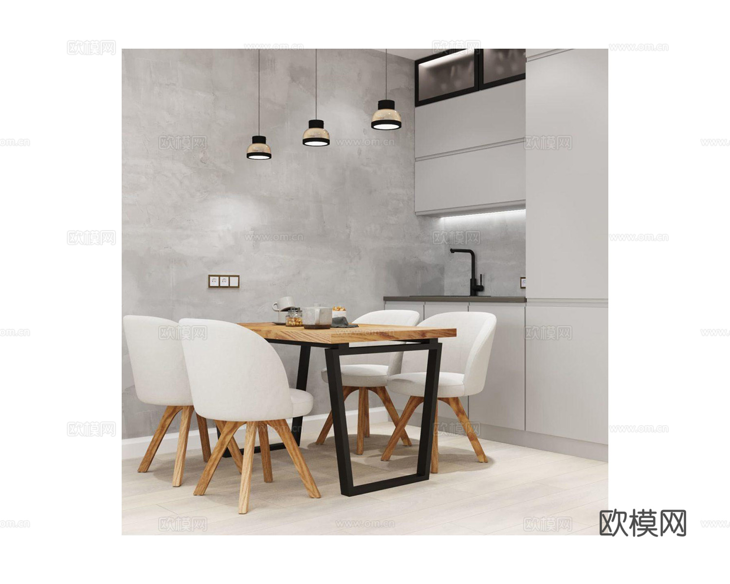 Geometria Loft 美式餐桌3d模型下载（渲染图2）