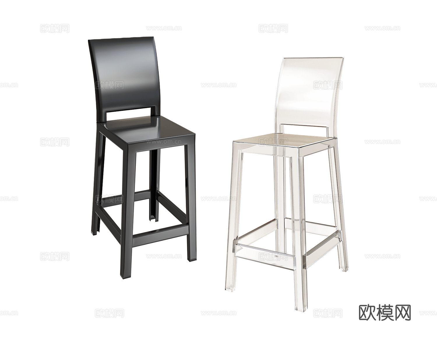 Kartell 透明吧凳3d模型下载