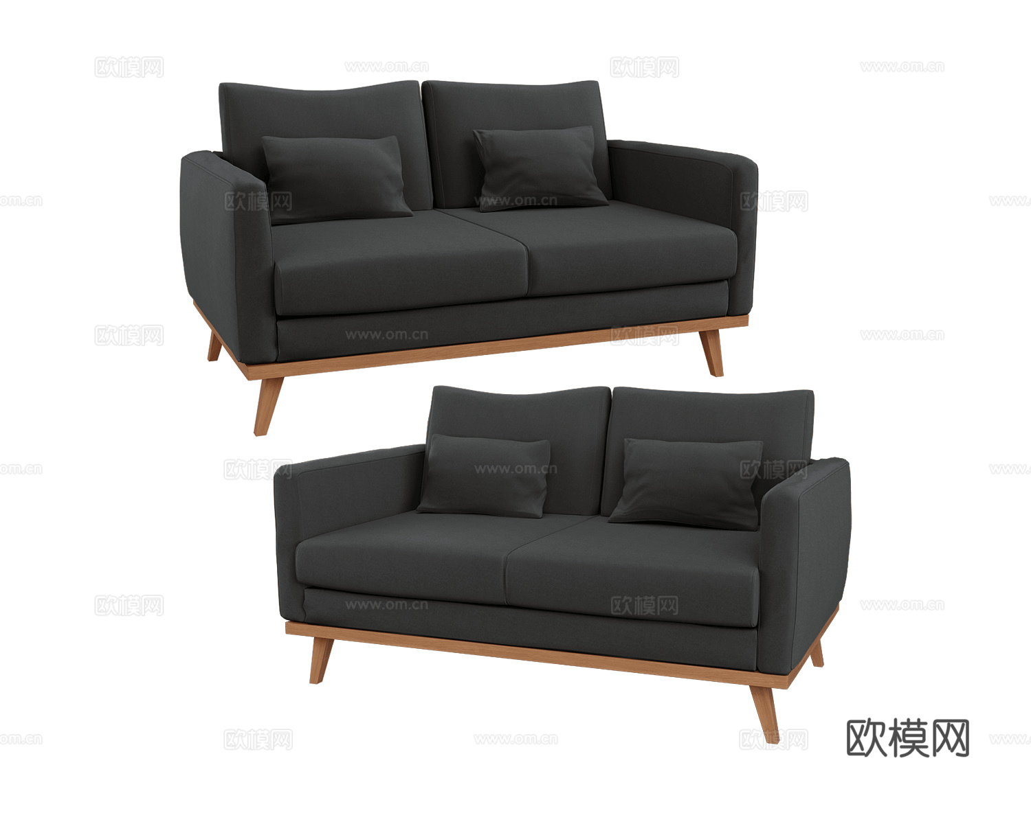 Scandic 北欧双人沙发3d模型下载