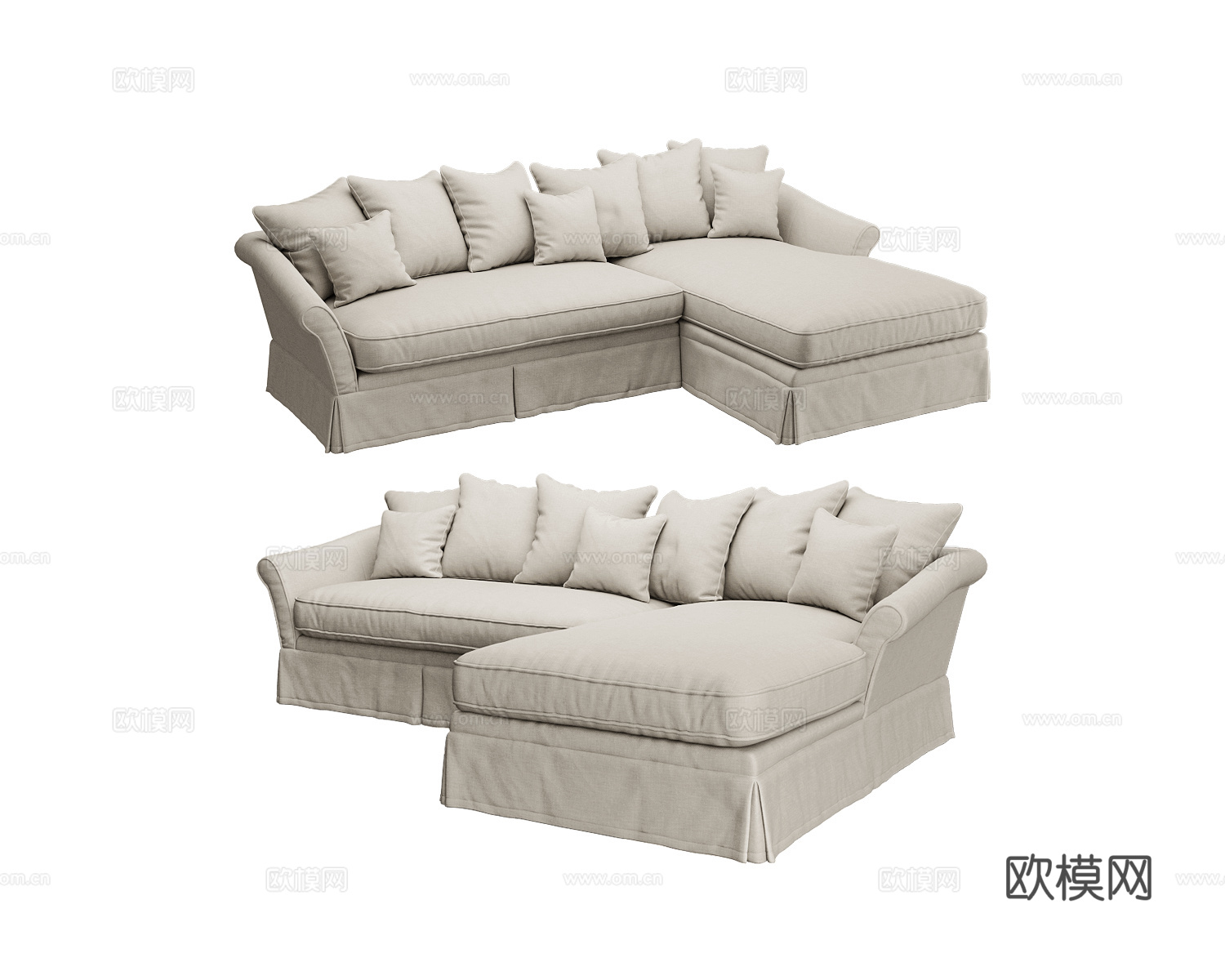 Full House 美式转角沙发3d模型下载