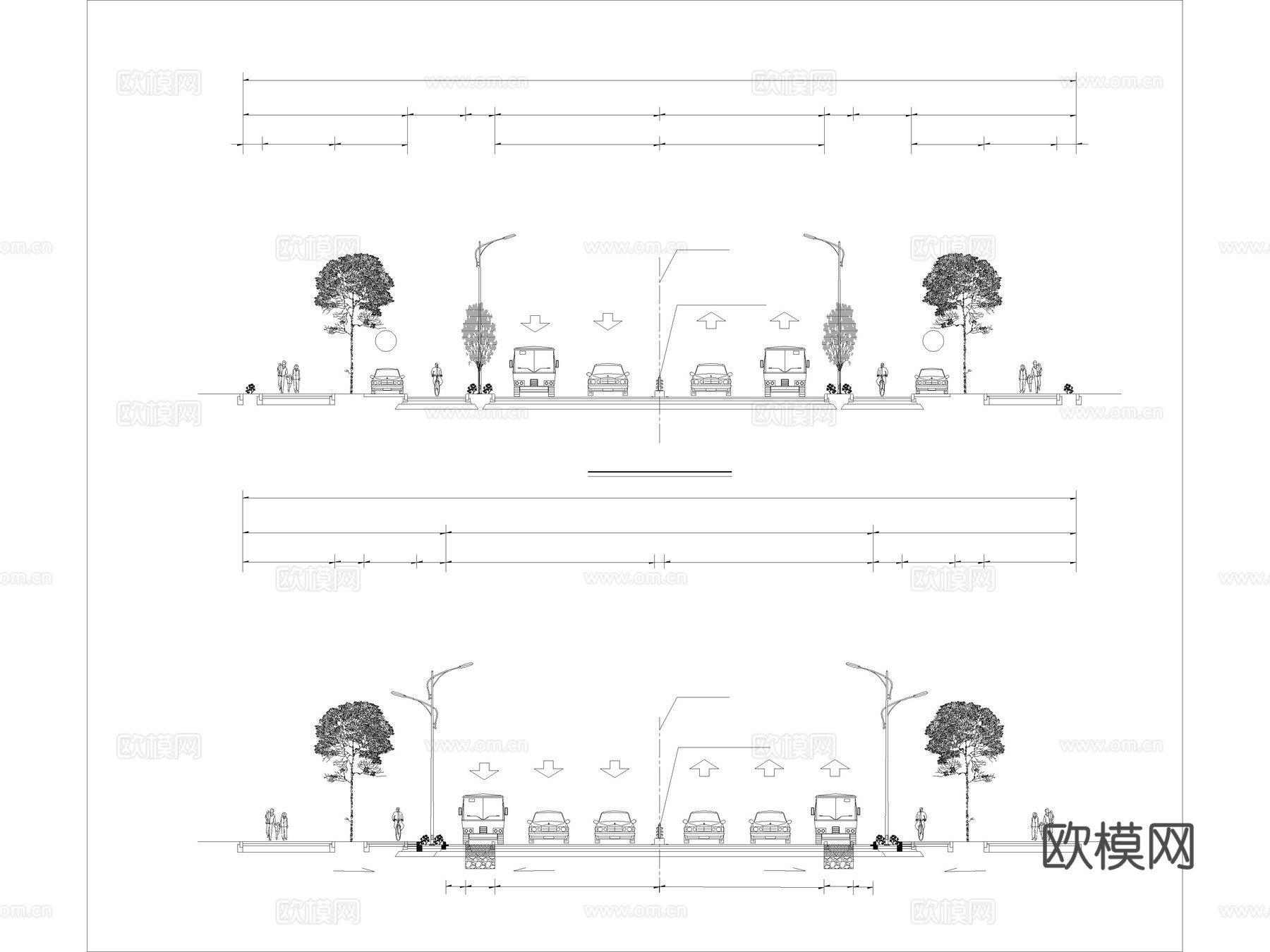 12套道路横断面横截面剖面图断面图城市标准绿化CAD图纸cad施工图