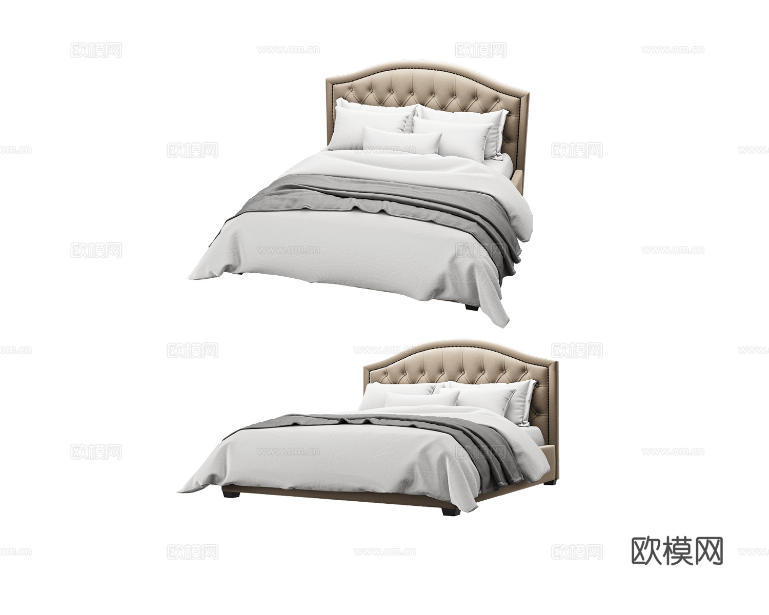 Full House 美式双人床3d模型下载