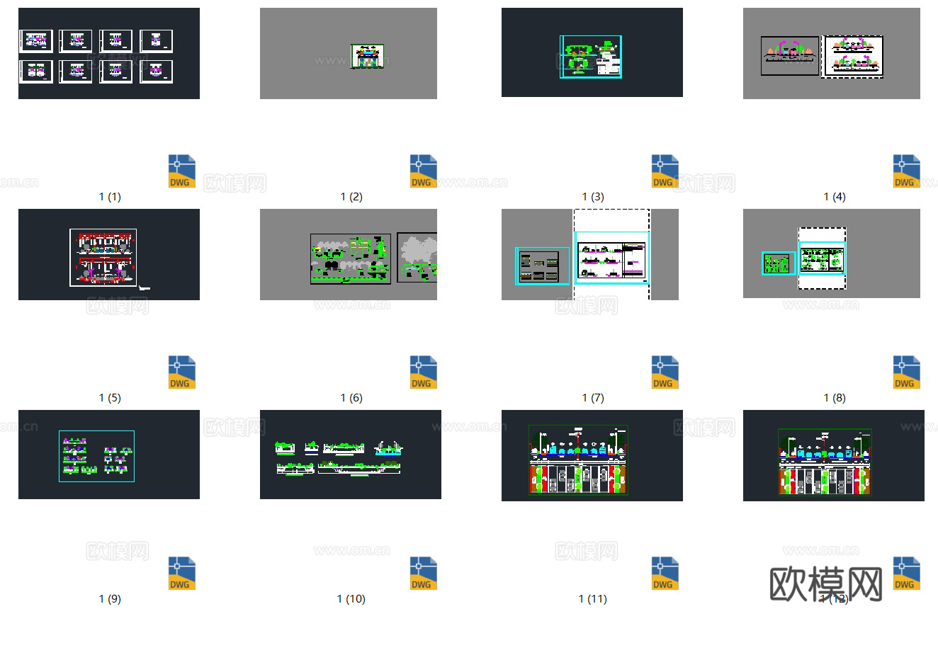 12套道路横断面横截面剖面图断面图城市标准绿化CAD图纸cad施工图