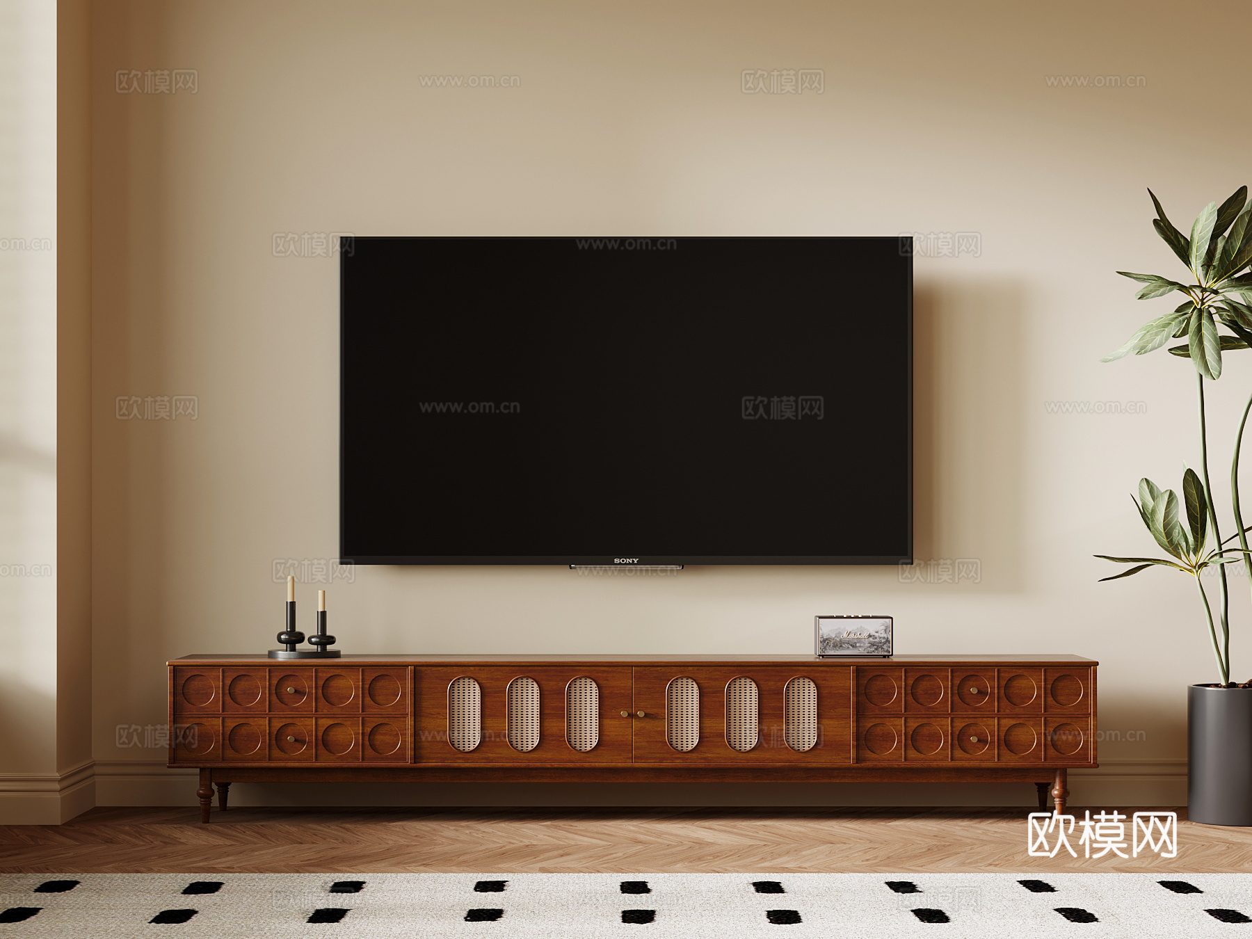 法式中古风电视柜su模型