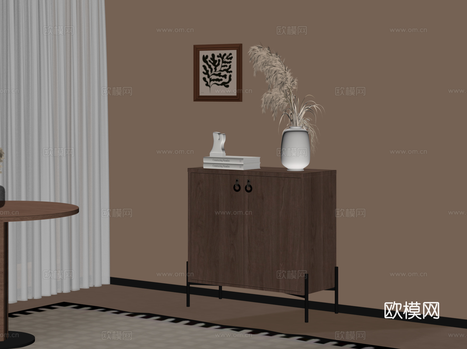 中古风边柜 斗柜su模型