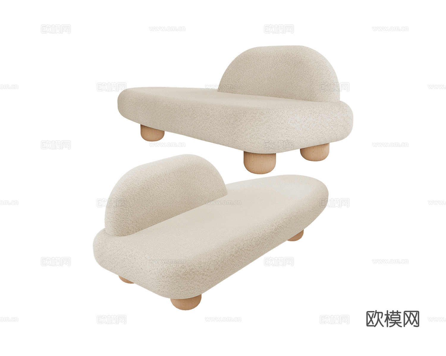 NG Design 沙发椅 贵妃椅3d模型下载（渲染图1）