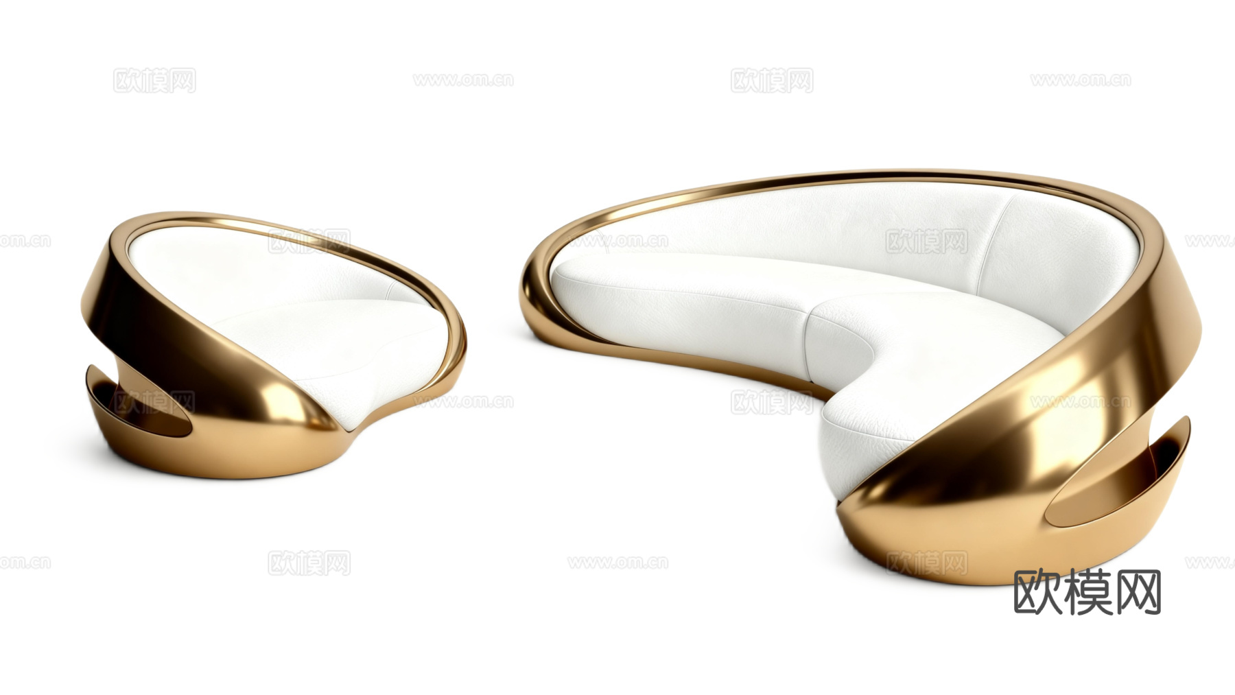 现代极简沙发 未来科技感沙发 意式轻奢沙发 弧形异形沙发