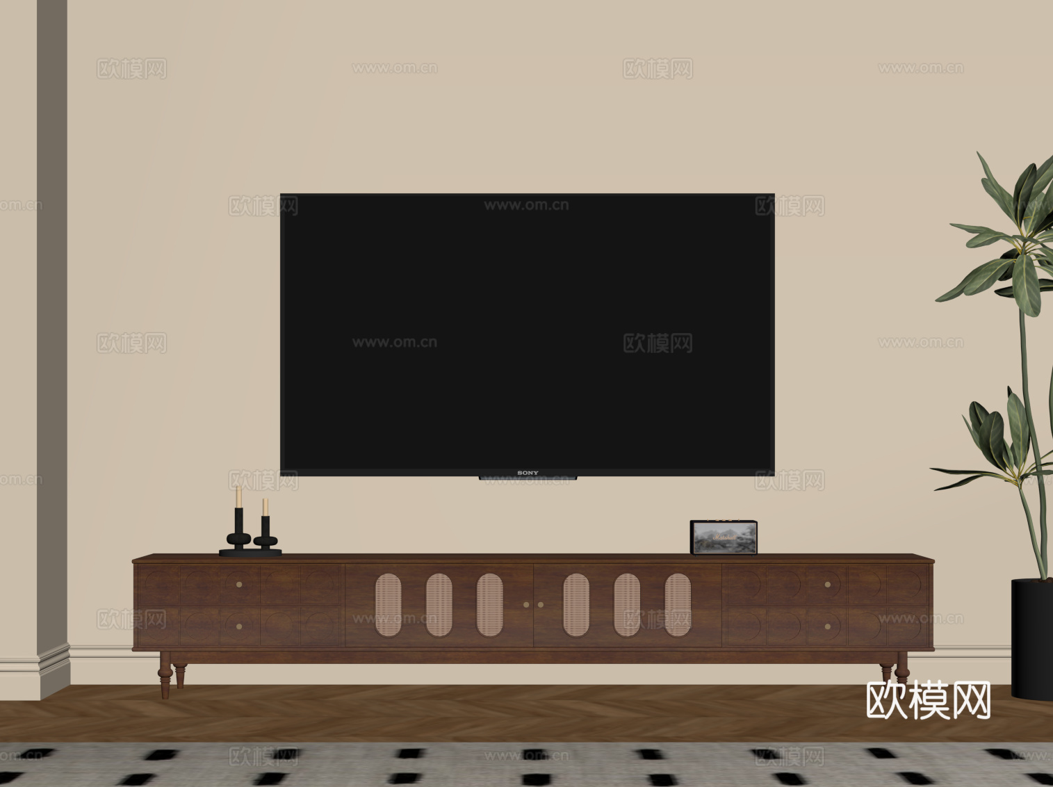 法式中古风电视柜su模型